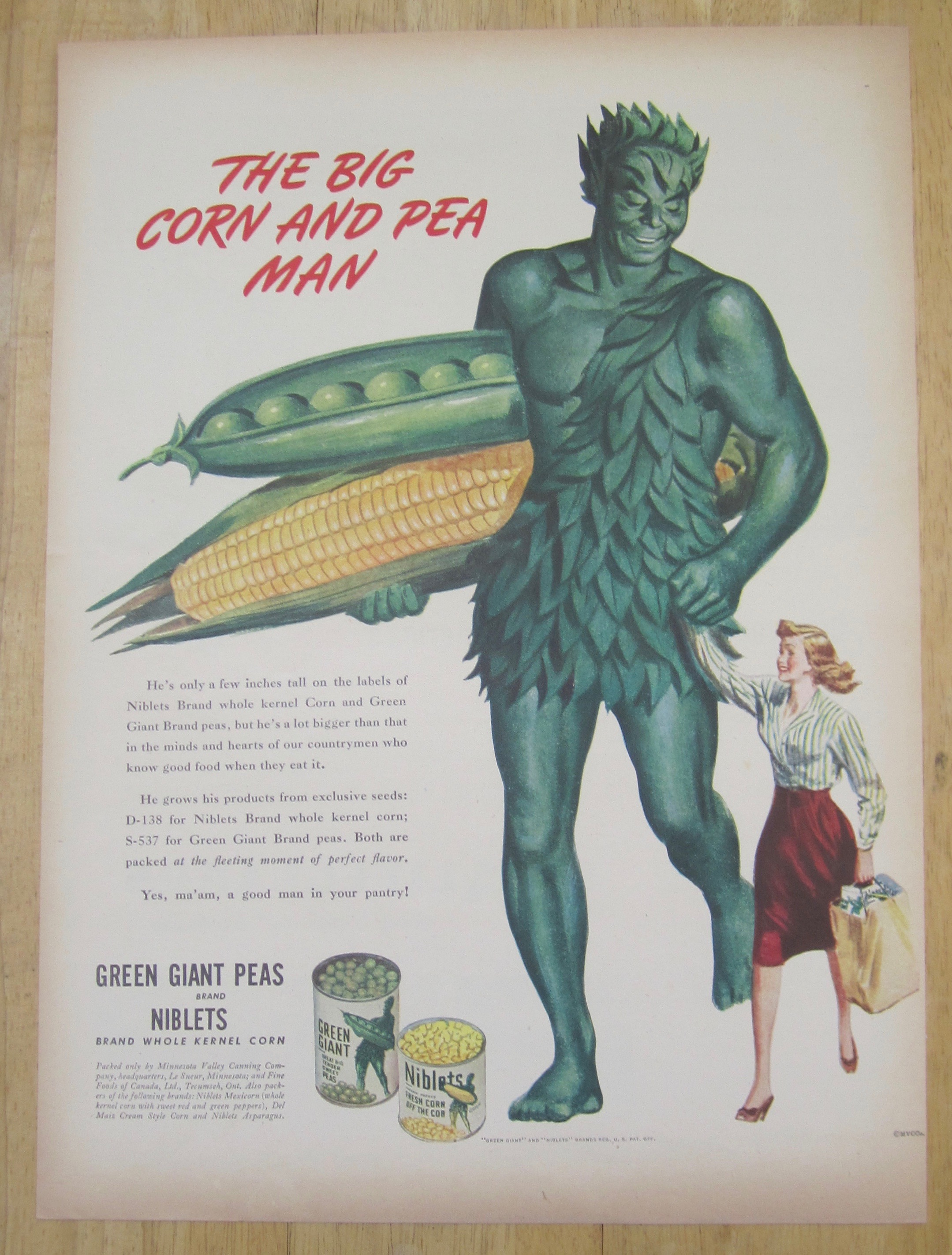 1945 Green Giant Peas & Niblets w the Jolly Green Giant