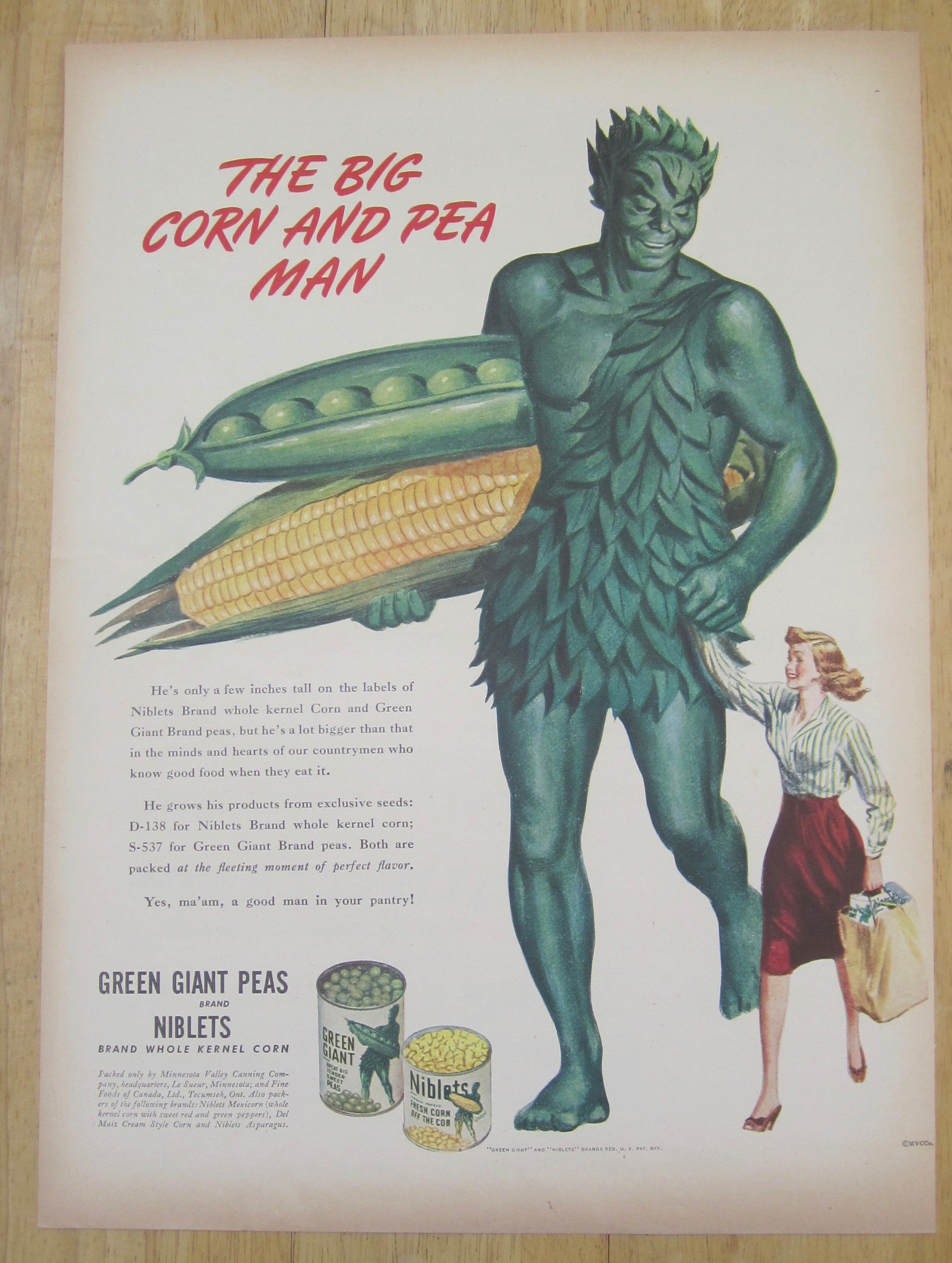 1945 Green Giant Peas & Niblets w the Jolly Green Giant