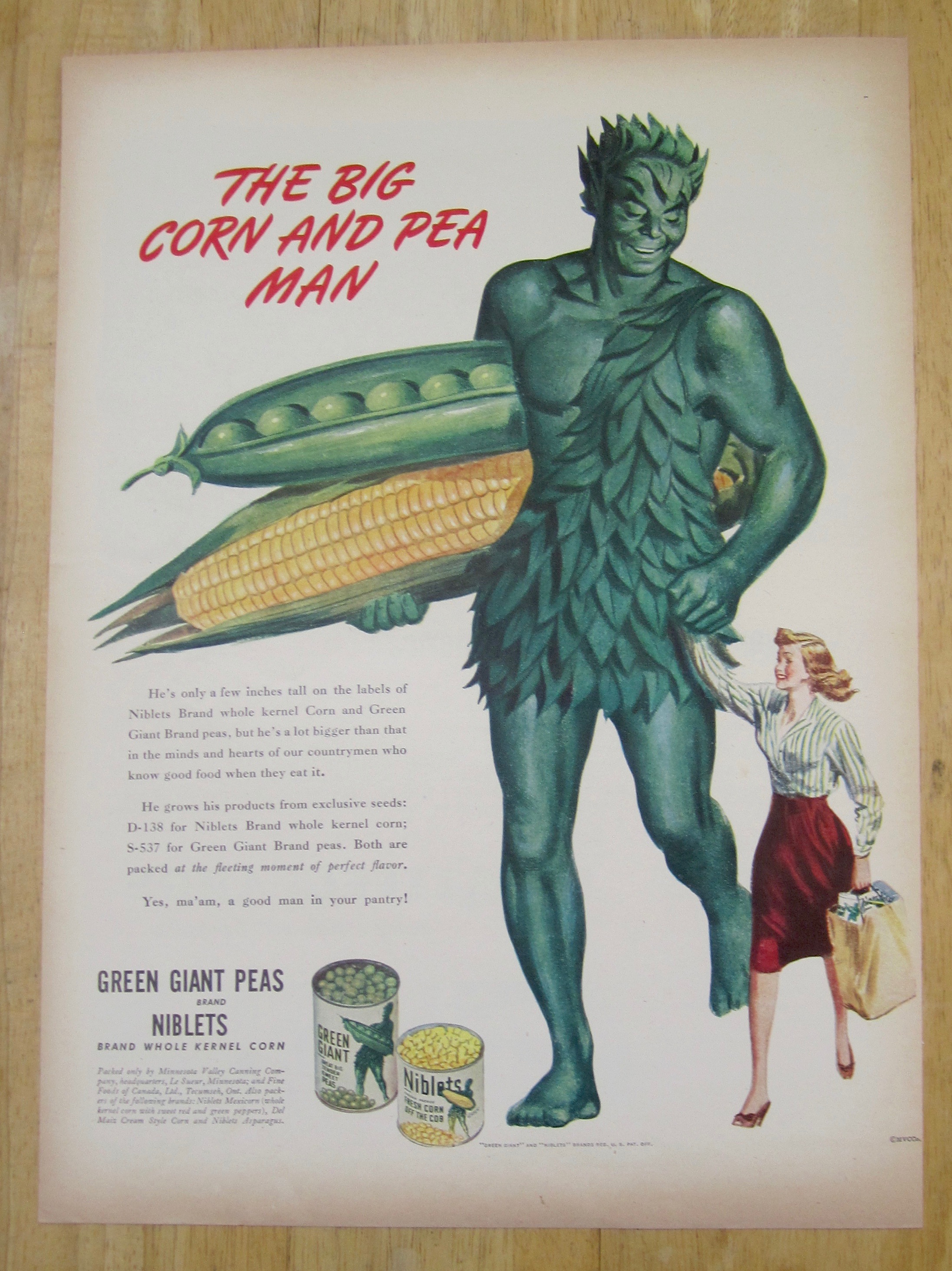1945 Green Giant Peas & Niblets w the Jolly Green Giant