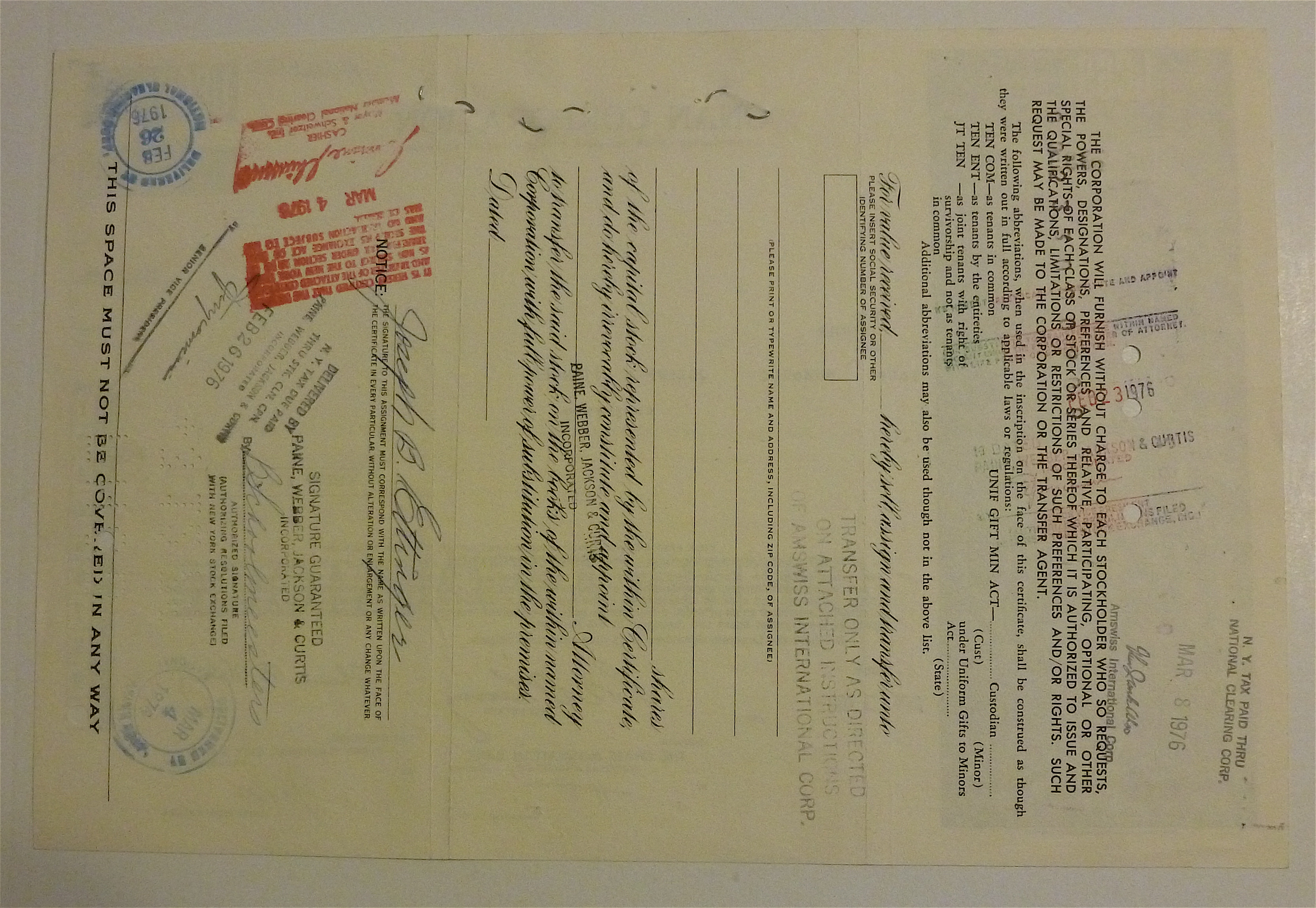 1972 Onan Corporation Stock Certificate