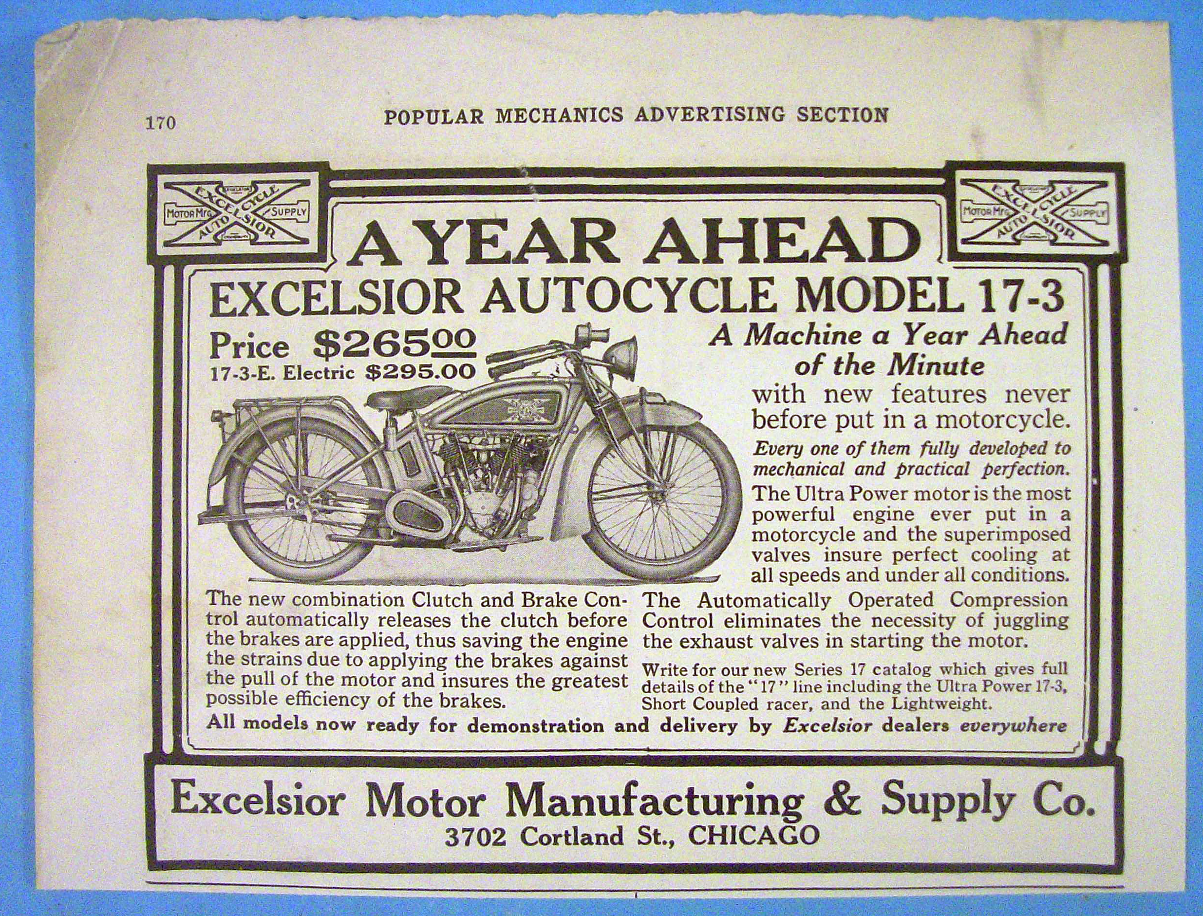 1916 Excelsior Motor with Auto Cycle Model 17-3