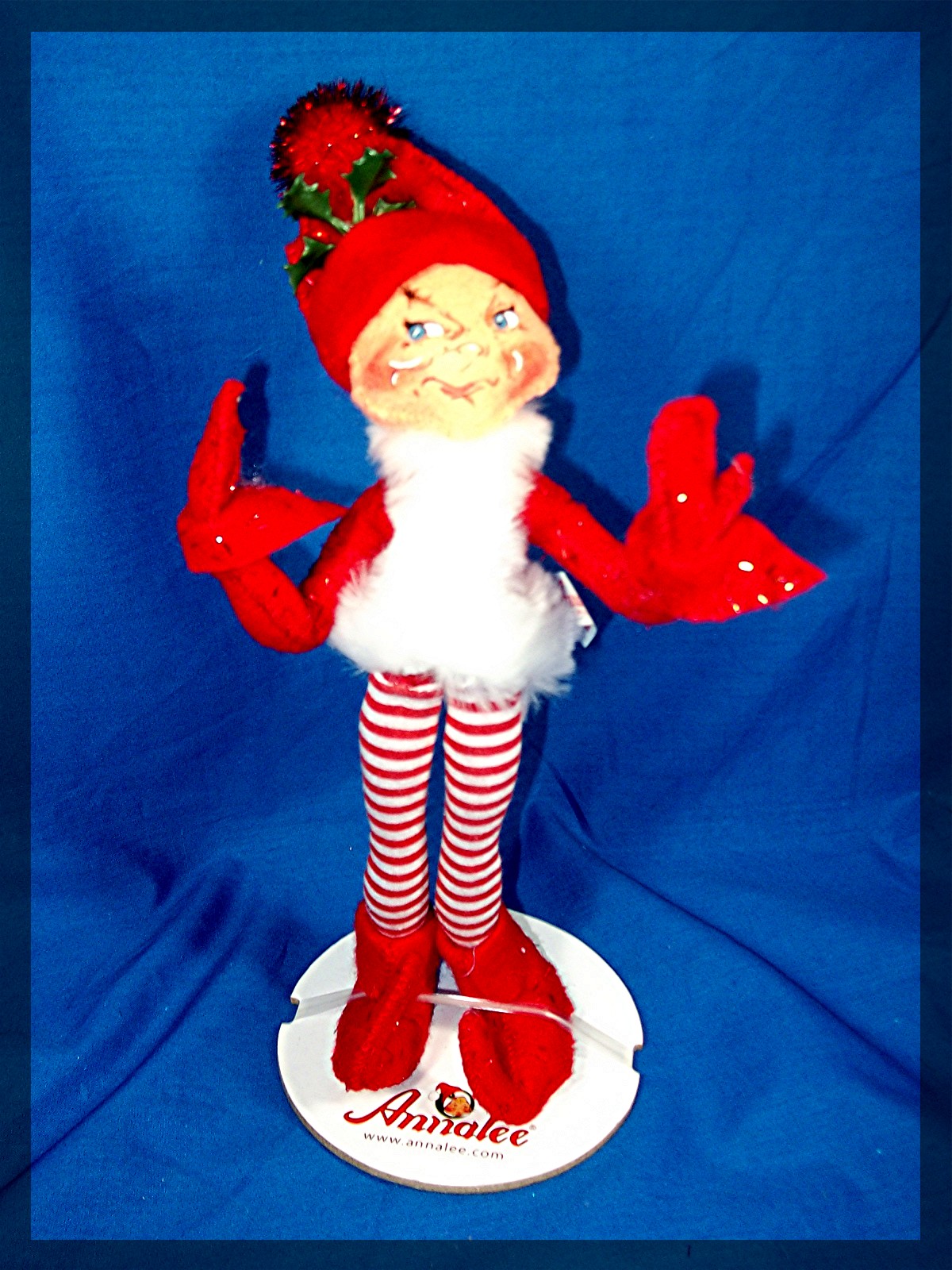 Christmas Annalee Red Elf Striped Leggings 2004