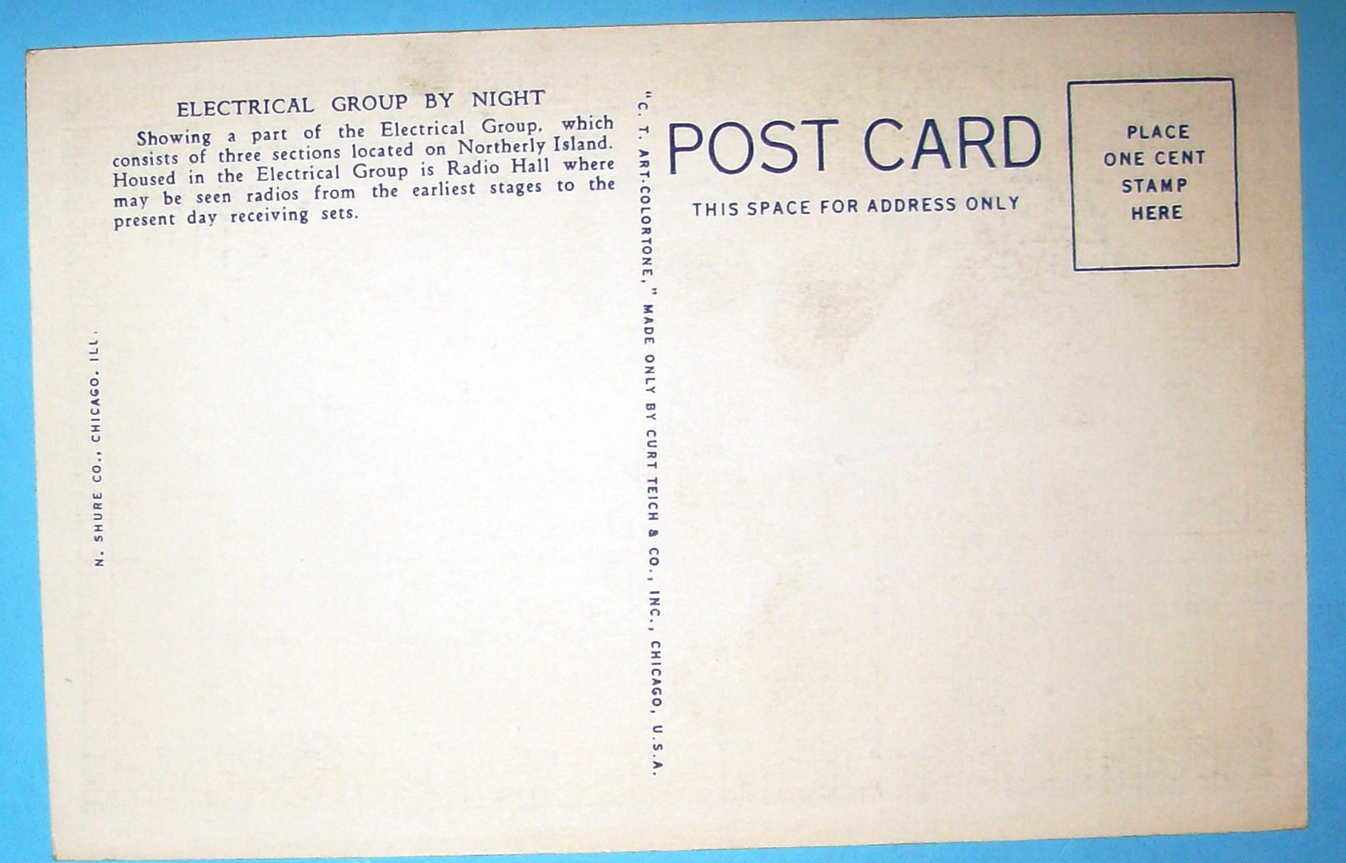 Electrical Building By Night Postcard (Chicago Fair)