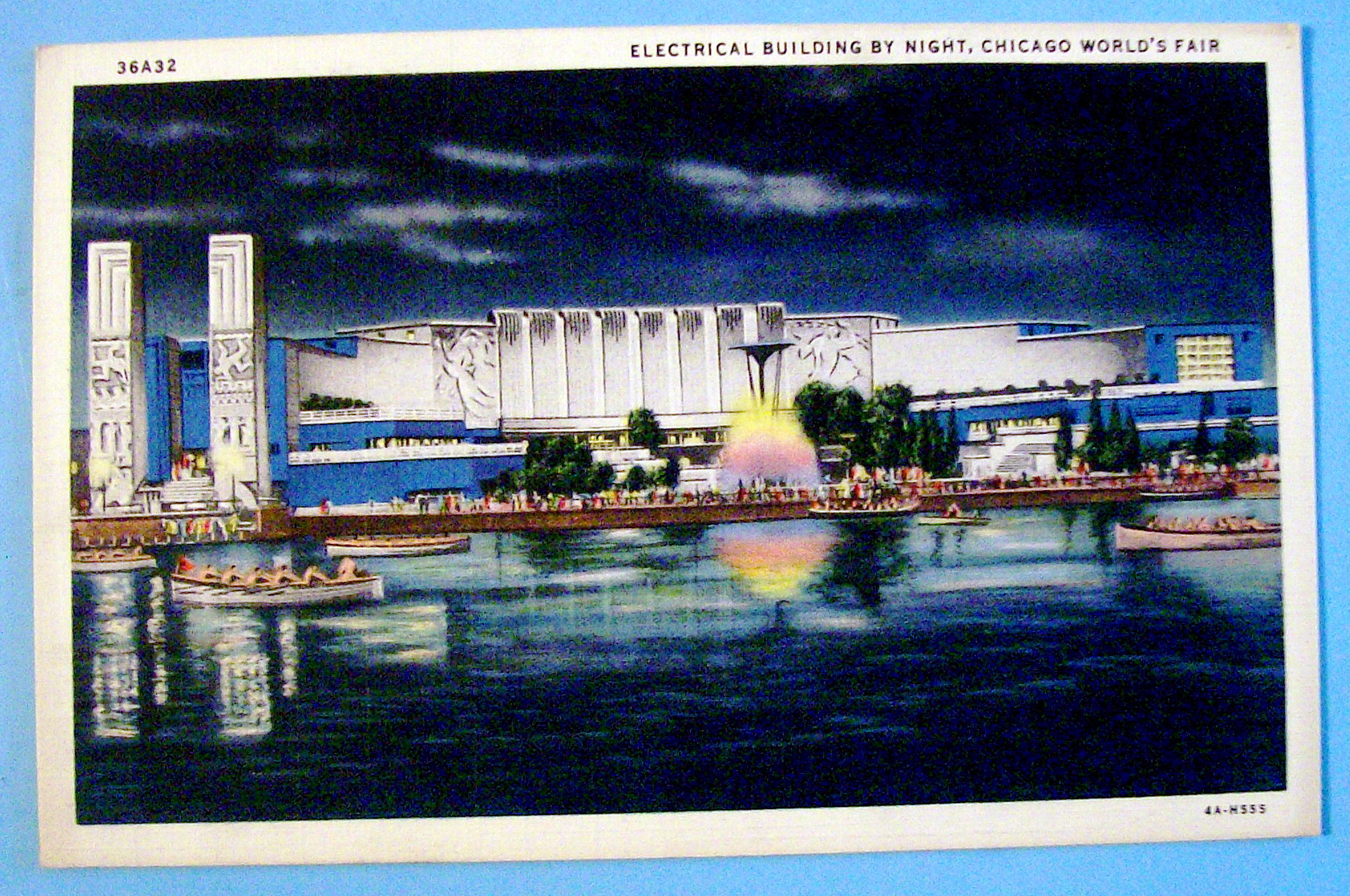 Electrical Building By Night Postcard (Chicago Fair)