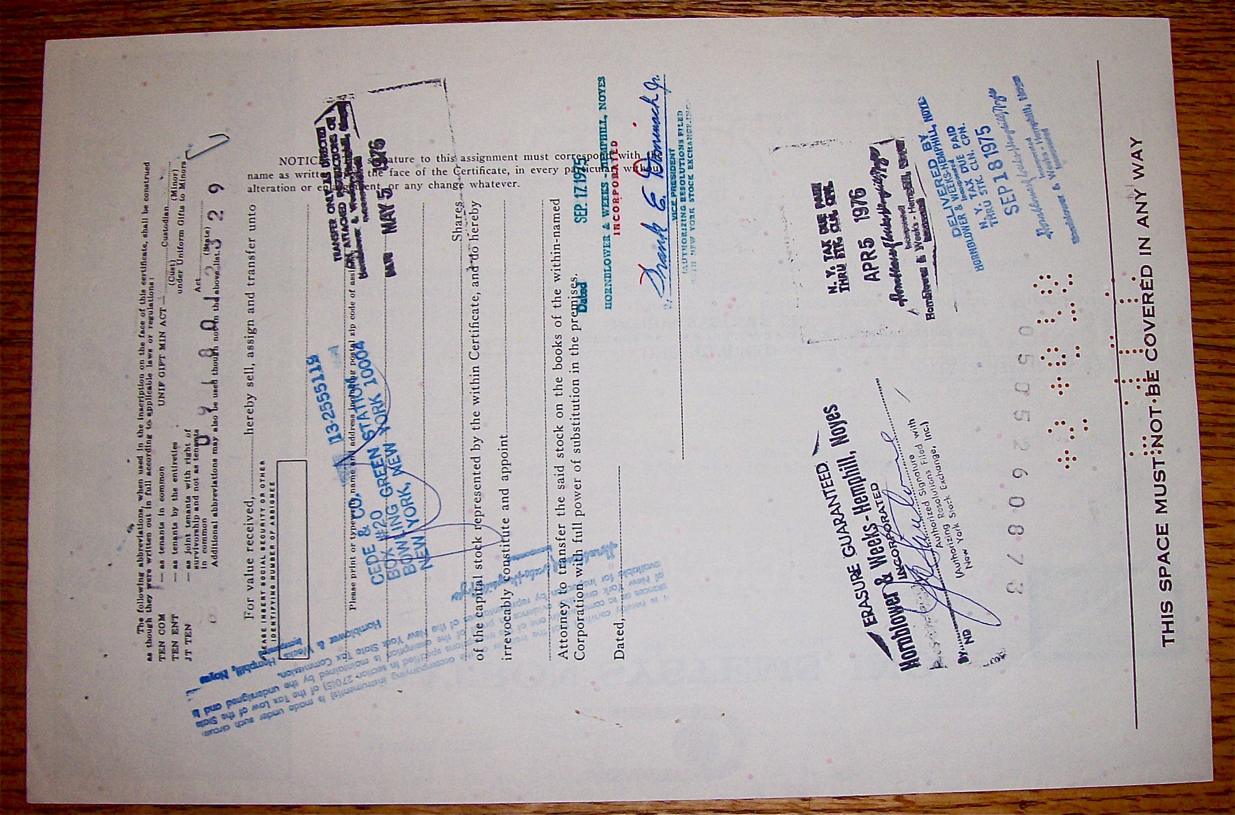1975 Datron Systems Inc. Stock Certificate
