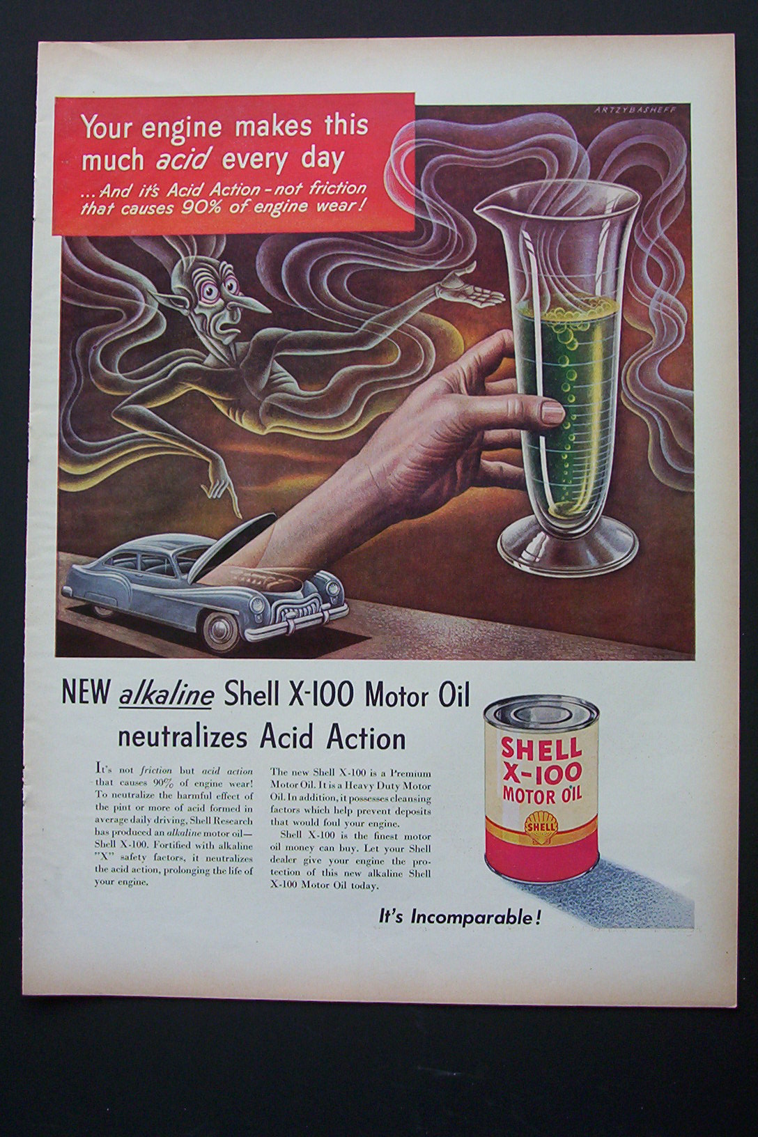 1951 Shell X-100 Motor Oil with Your Engine