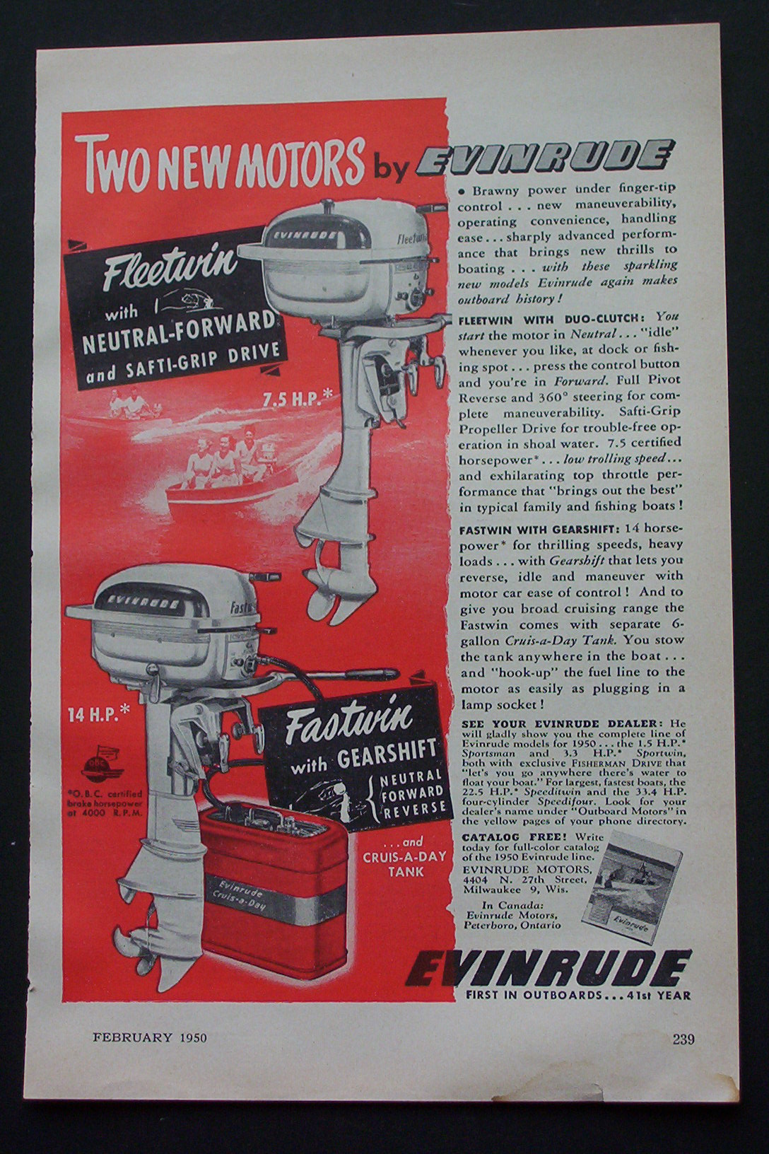 1950 Evinrude with Two New Motors