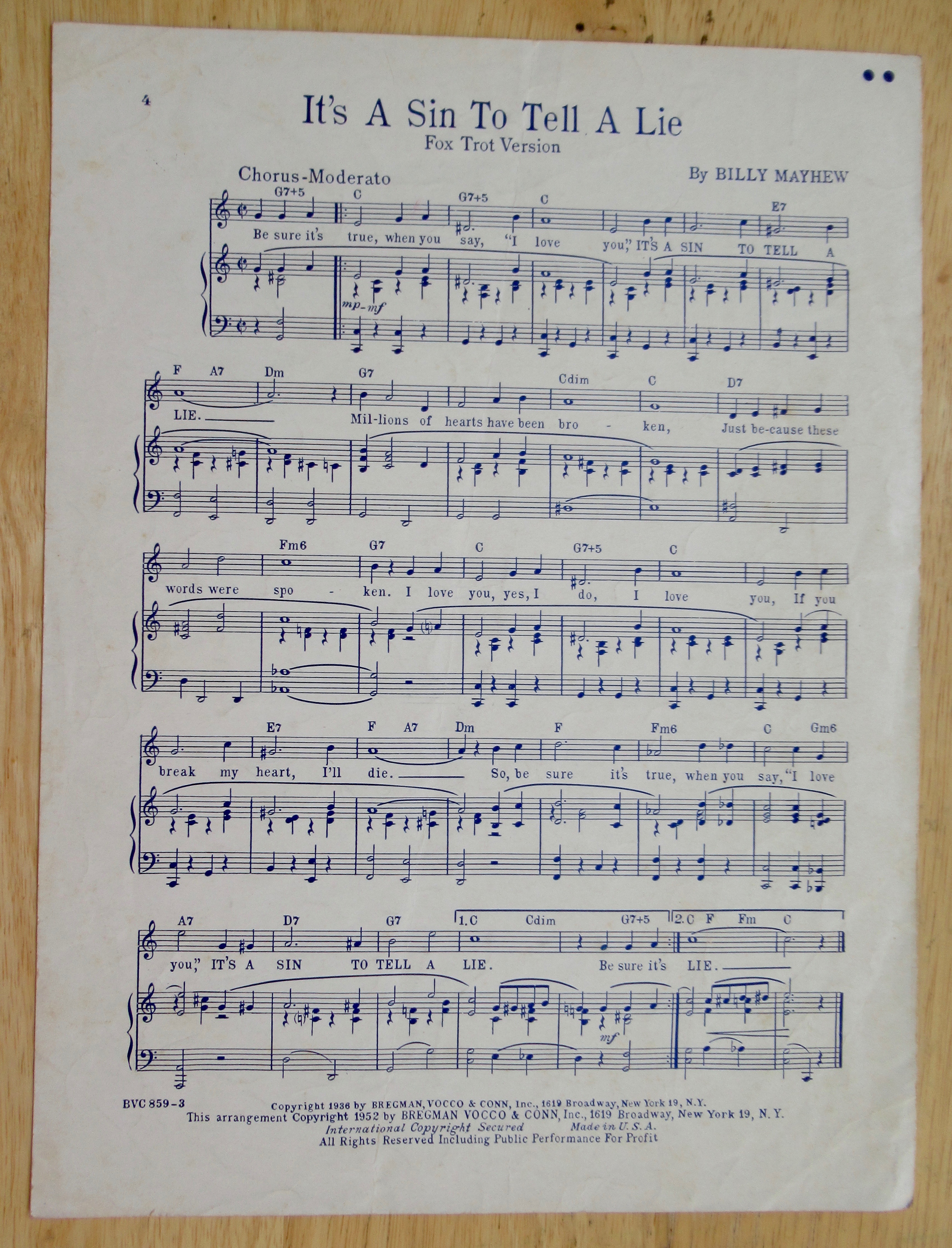 1952 It's A Sin To Tell A Lie (Somethin' Smith)