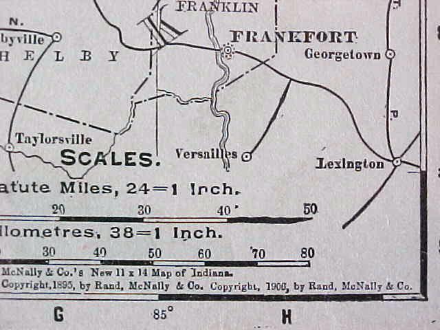 Map Indiana & Cleveland Ohio 1907 Rand McNally
