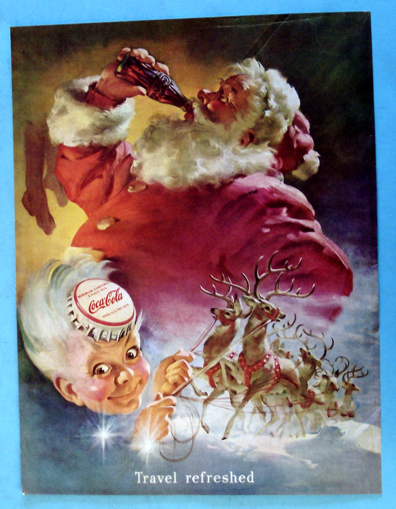 1949 Coca Cola (Coke) with Santa Claus Drinking Bottle