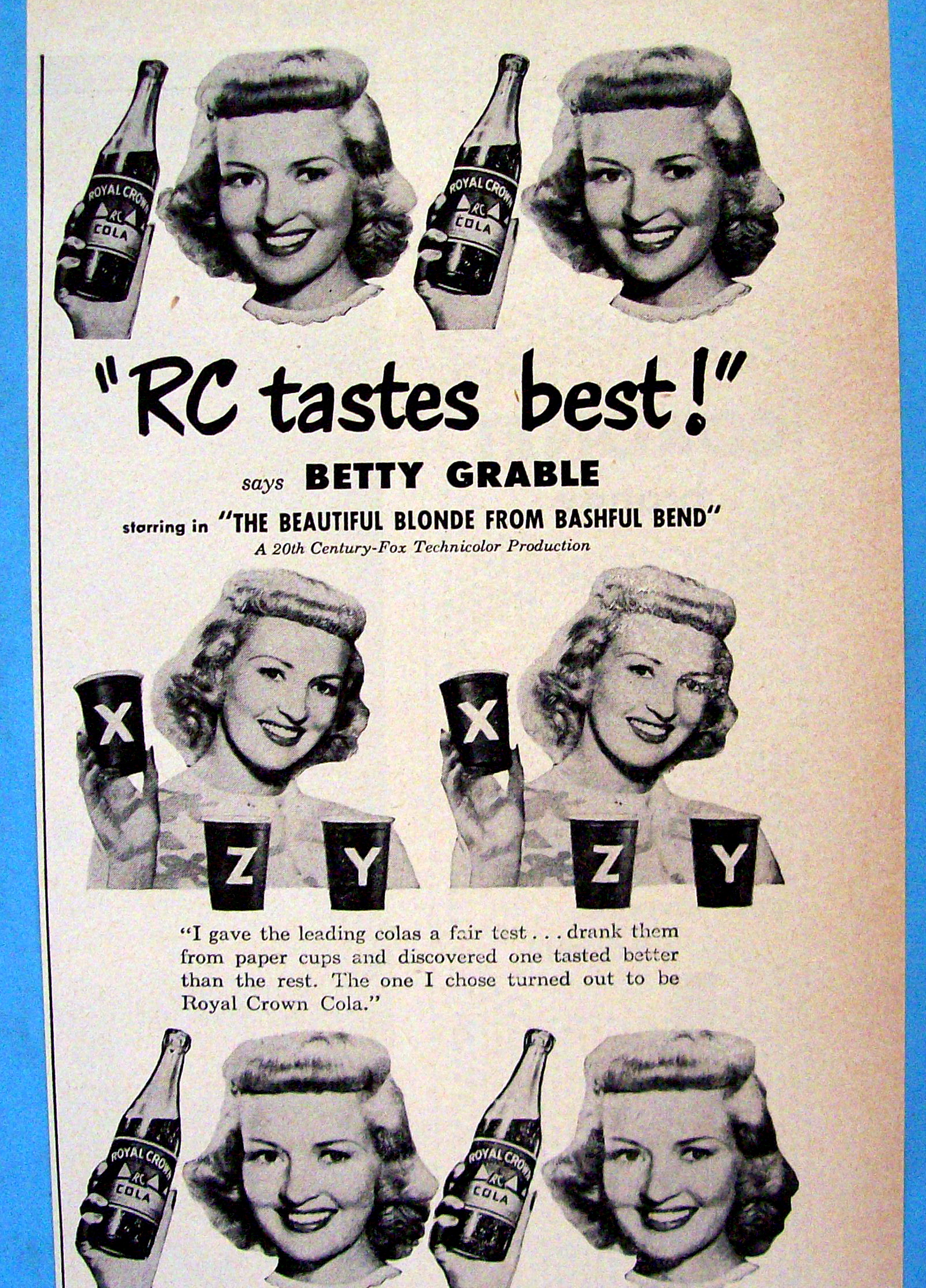 1949 Royal Crown Cola w/ Betty Grable