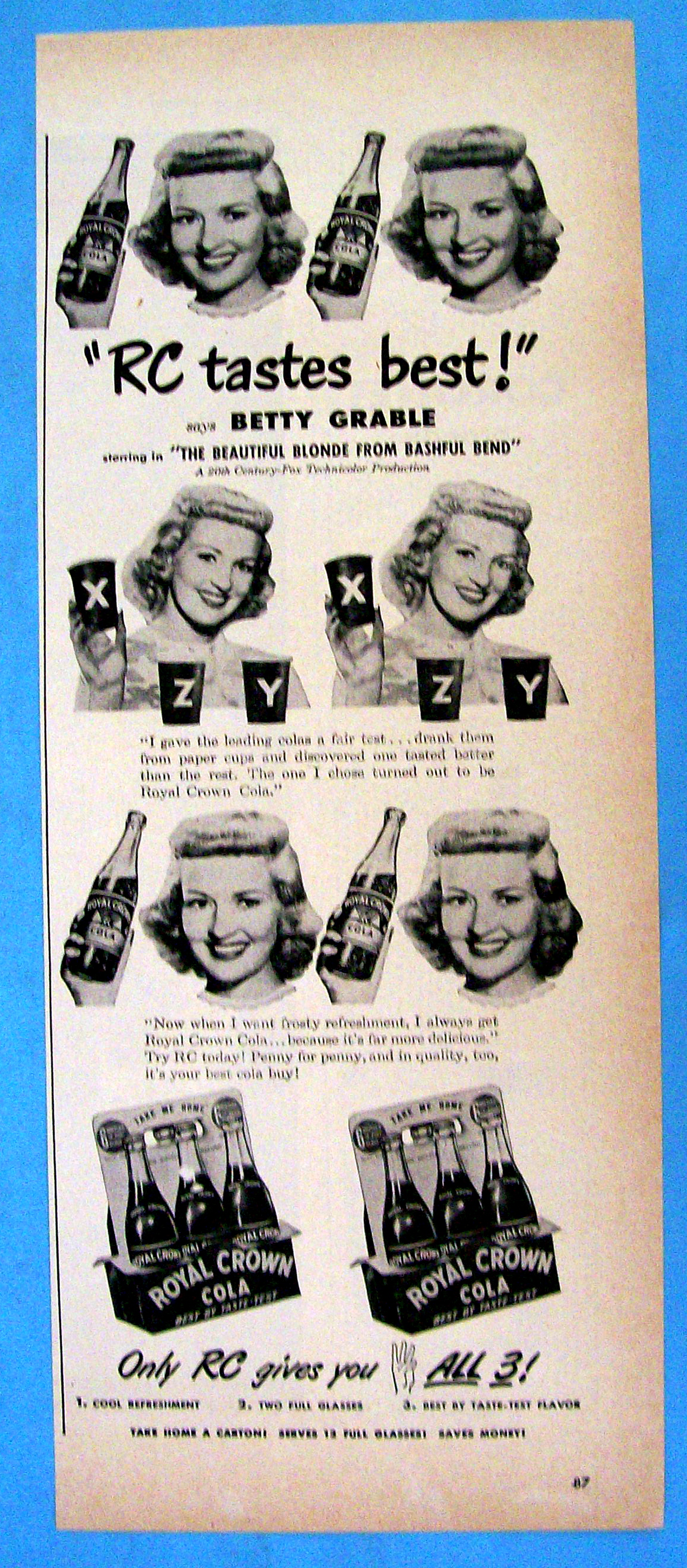 1949 Royal Crown Cola w/ Betty Grable