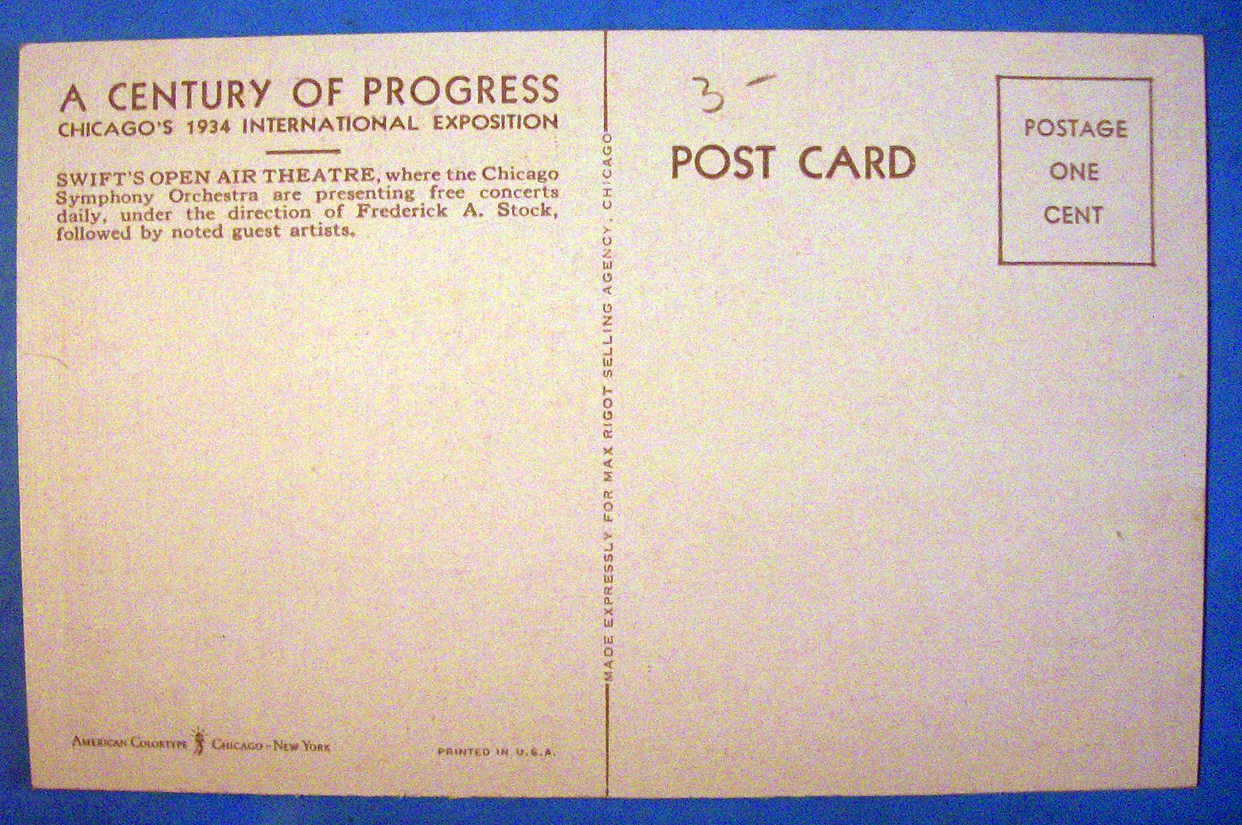 1933 Century Of Progress, Swift's Open Air Theatre