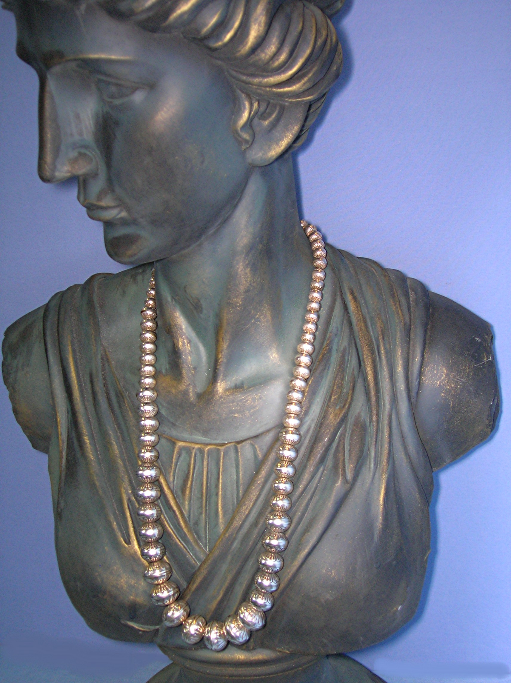 Navajo Pearls Sterling Silver Beads 78 Grams Necklace