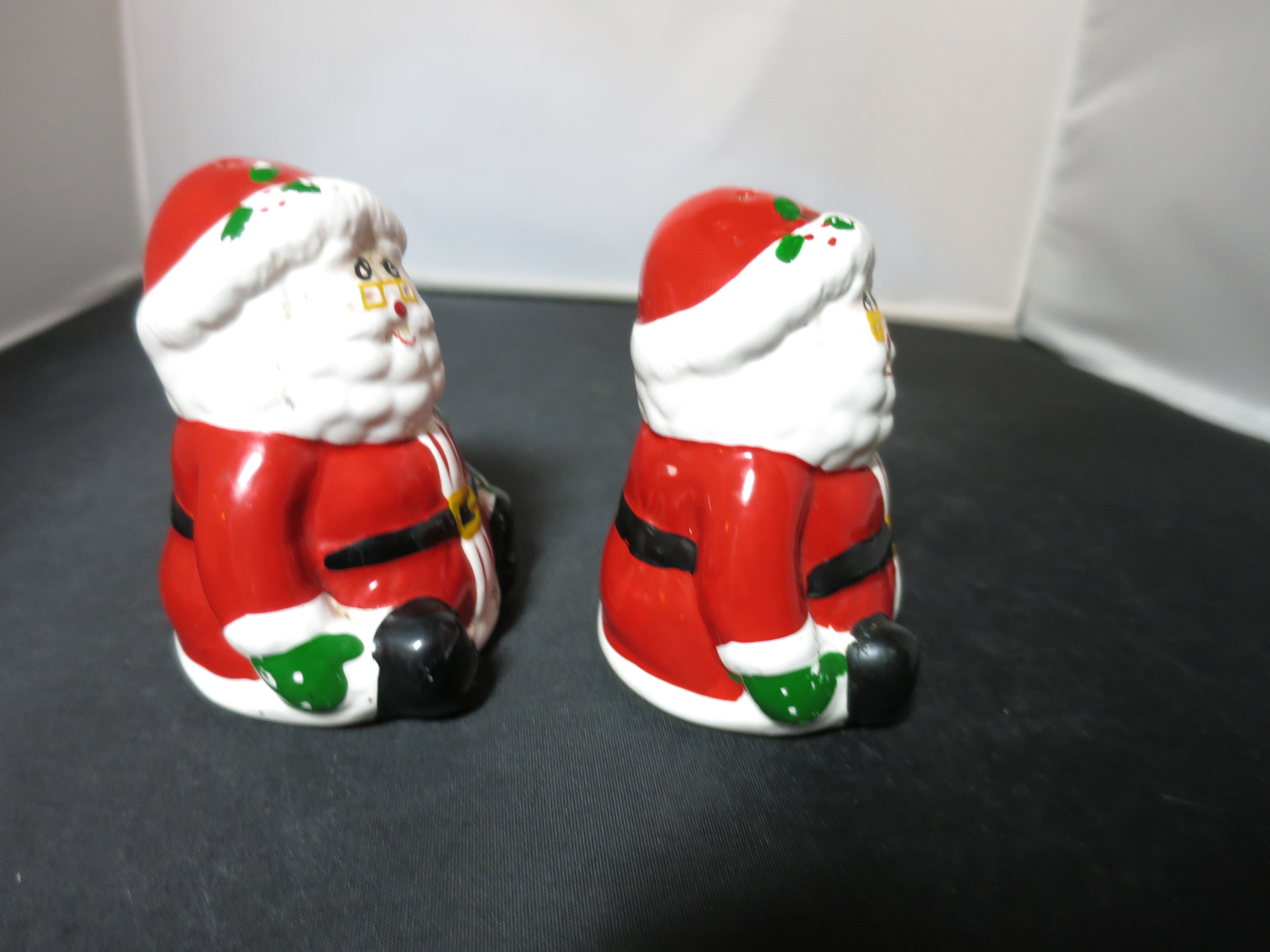 Vintage Santa Salt and Pepper Shakers Santa Sitting by Action