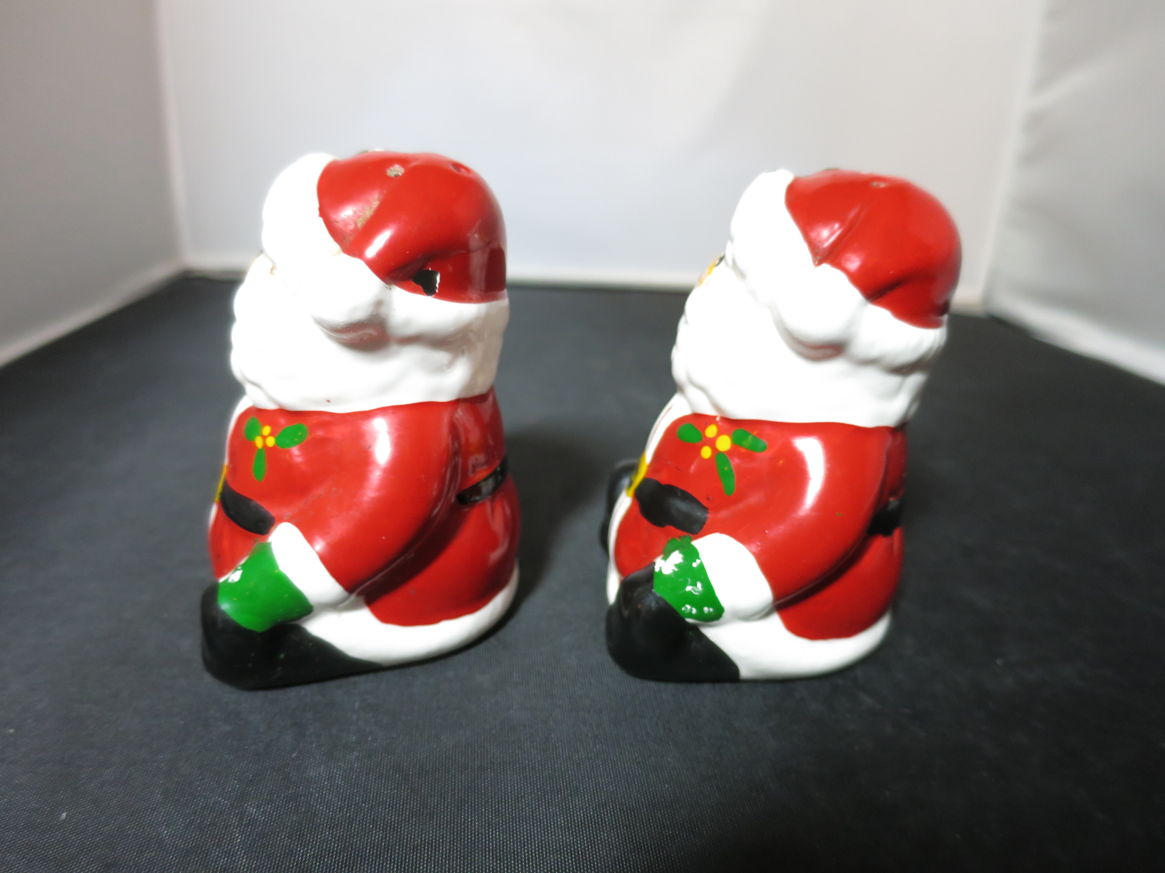 Vintage Santa Salt and Pepper Shakers Santa Sitting by Action