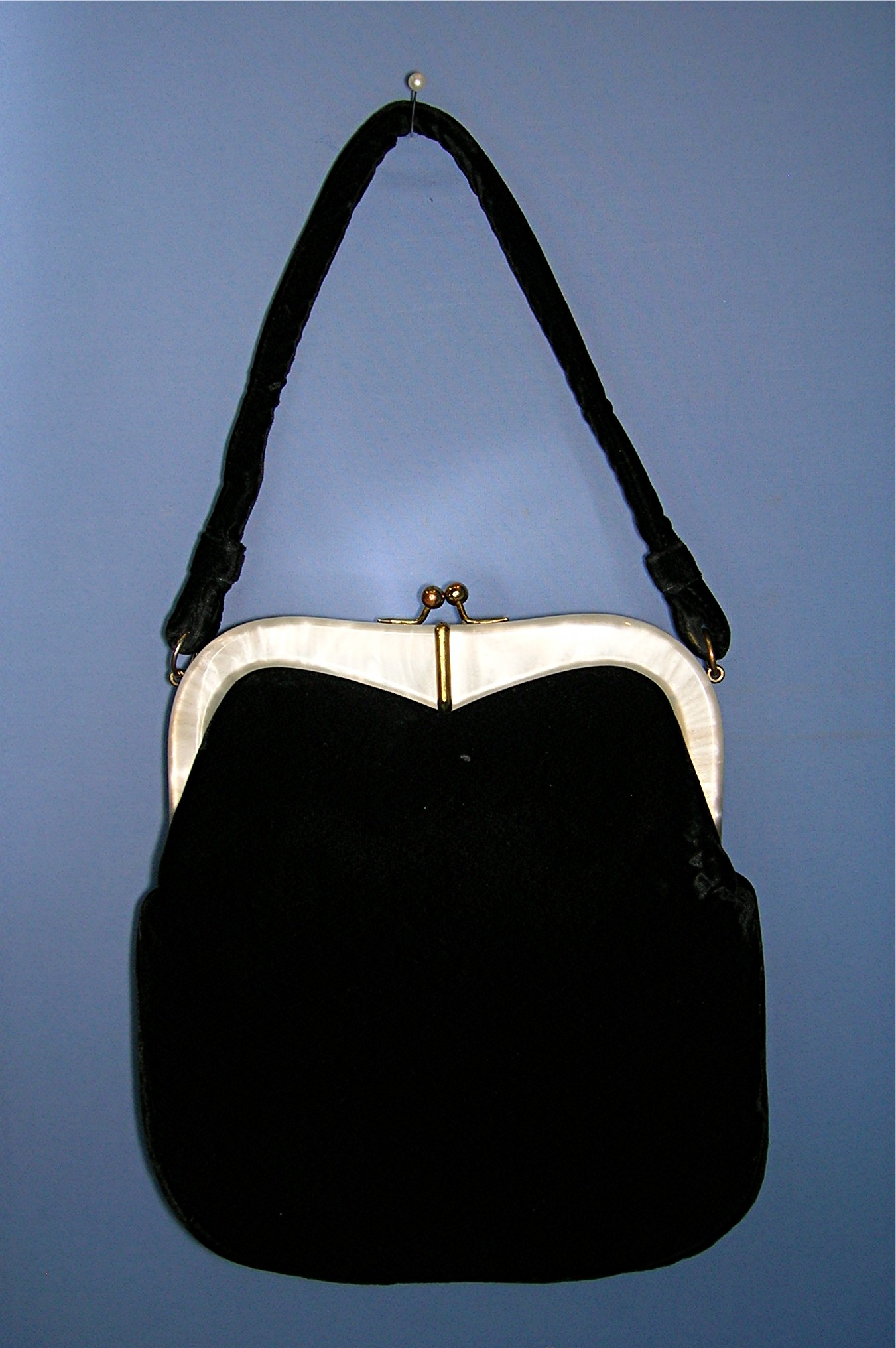 50s Black Velvet Lucite Evening Bag GARAY