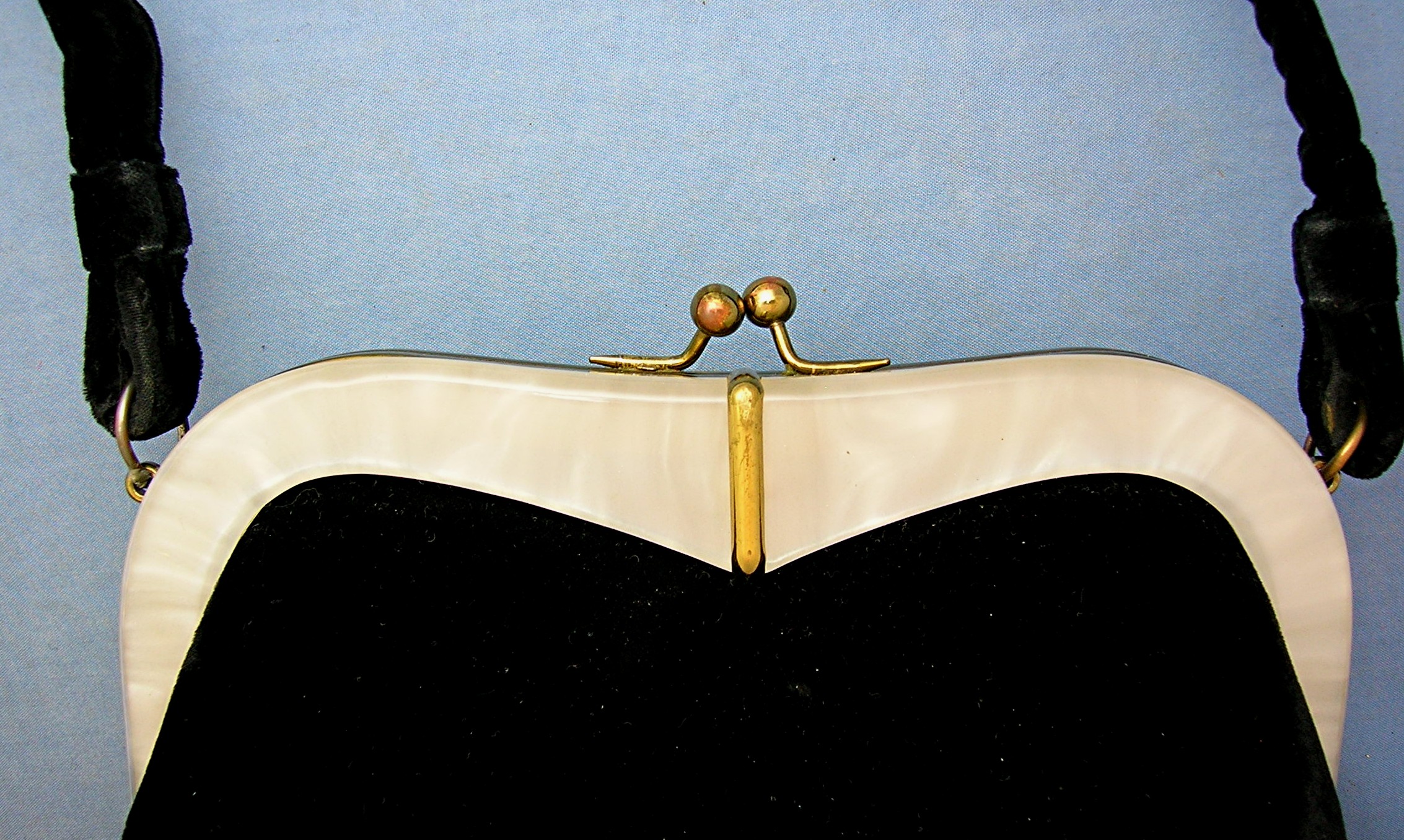 50s Black Velvet Lucite  Evening Bag GARAY