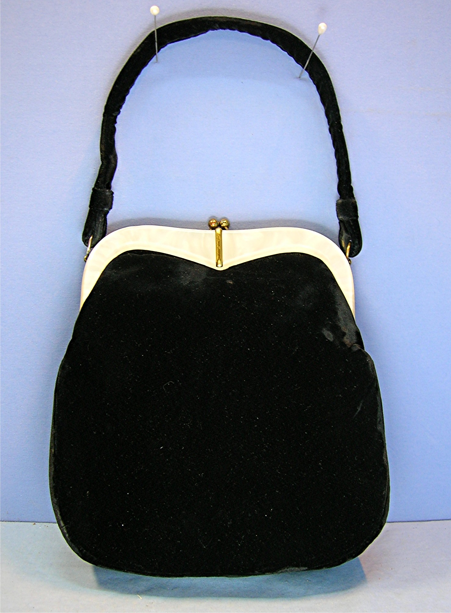 50s Black Velvet Lucite  Evening Bag GARAY