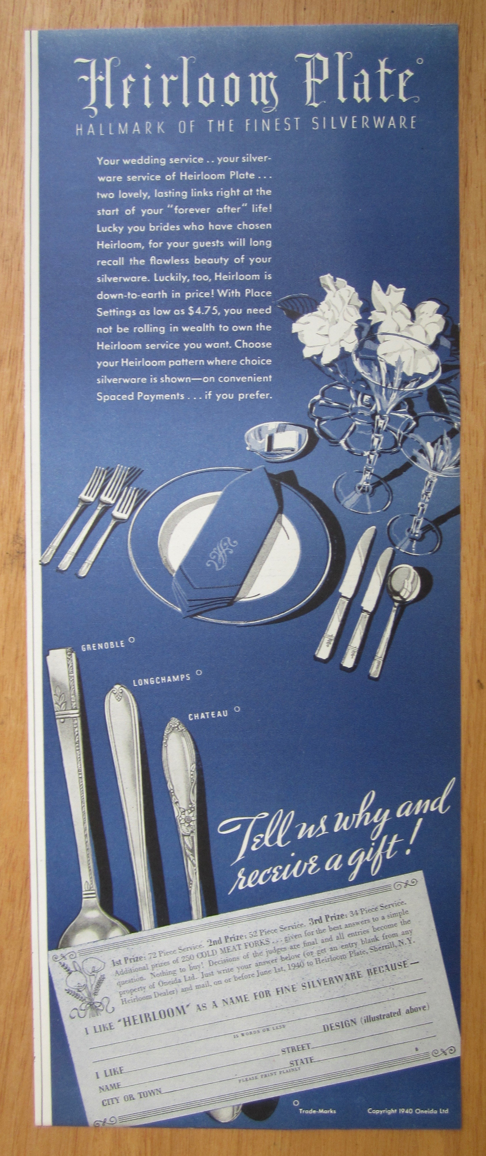 1939 Heirloom Plate Silverware with Chateau & More