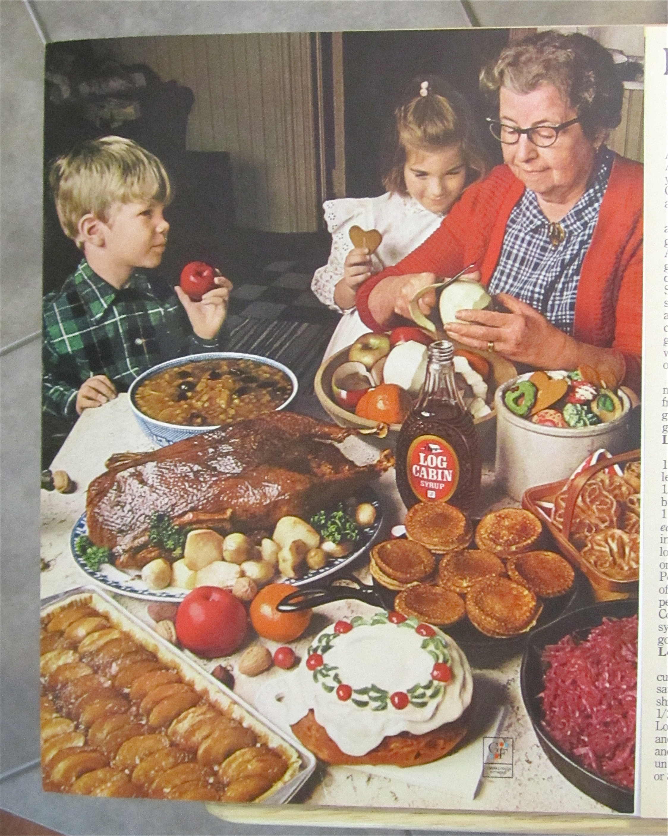 1971 Log Cabin Syrup with Woman Cooking & Baking