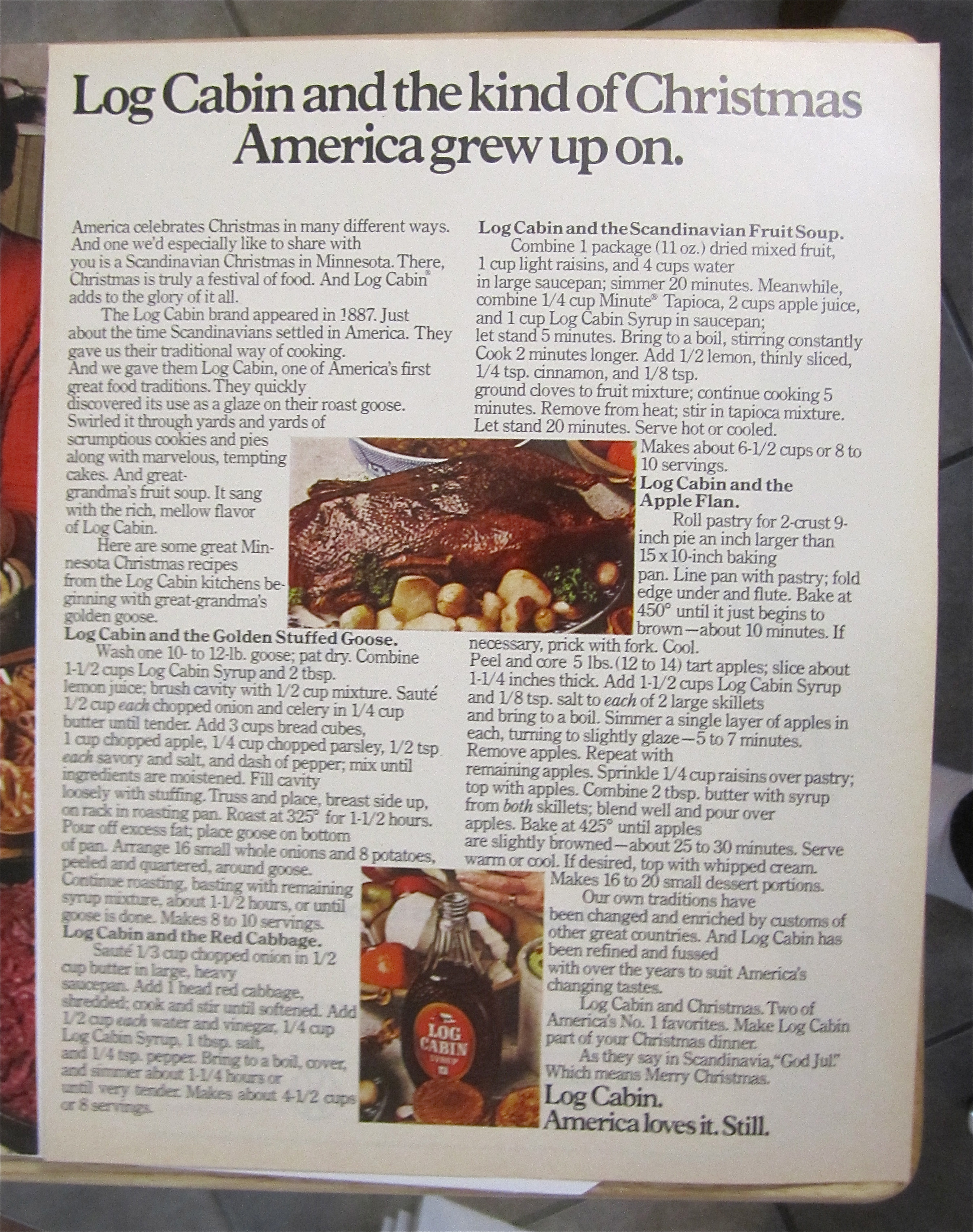 1971 Log Cabin Syrup with Woman Cooking & Baking