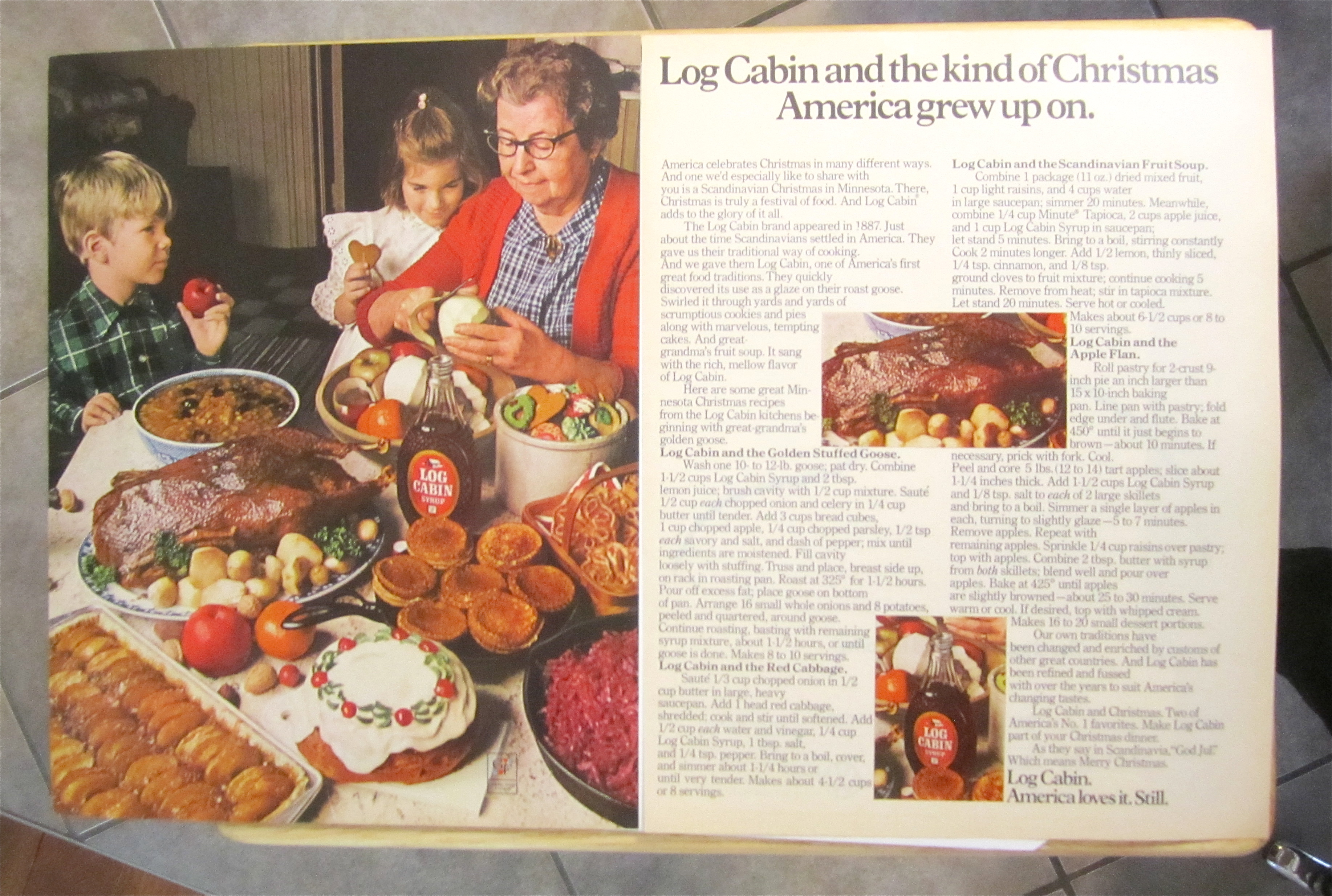 1971 Log Cabin Syrup with Woman Cooking & Baking
