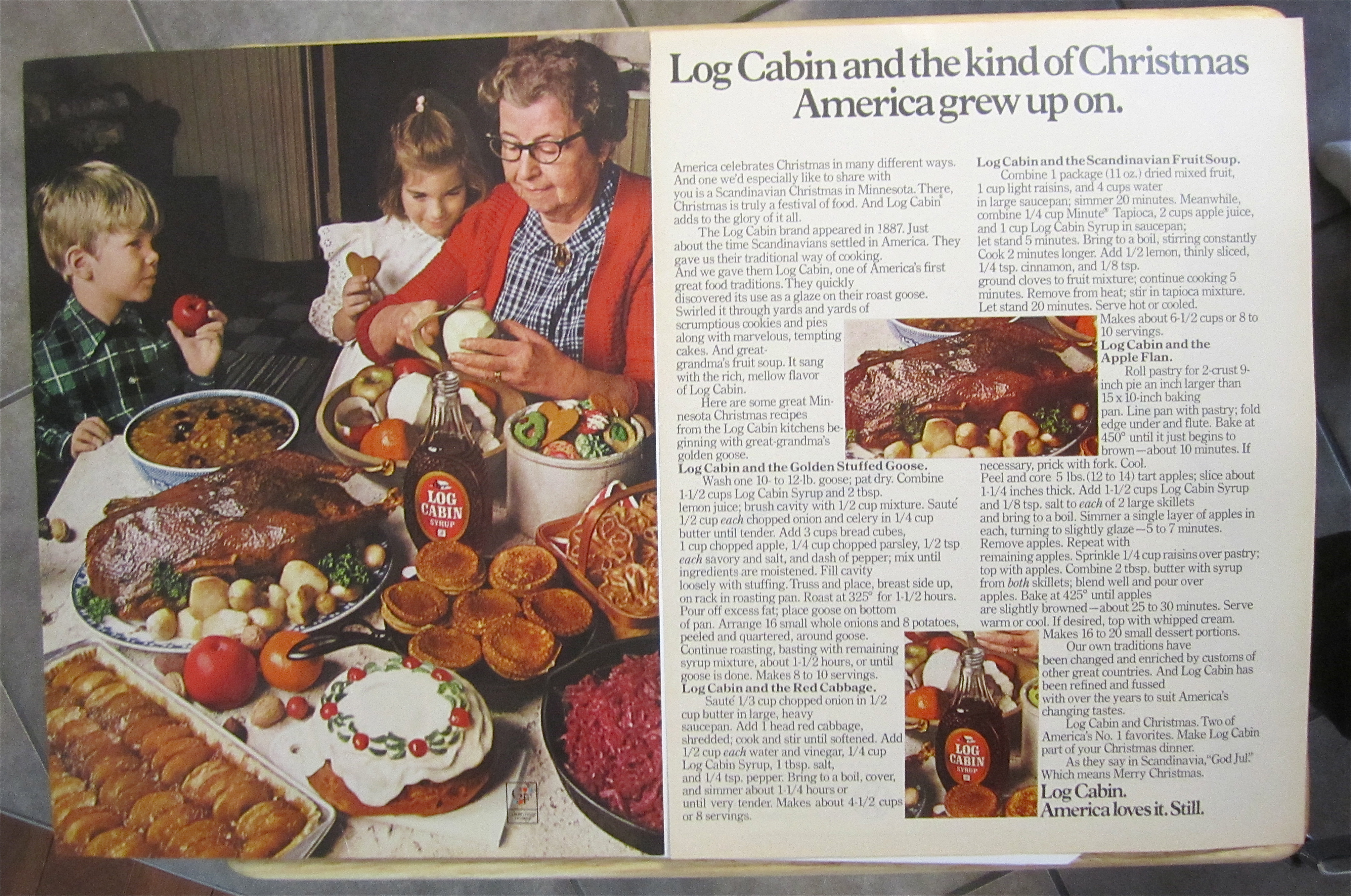 1971 Log Cabin Syrup with Woman Cooking & Baking