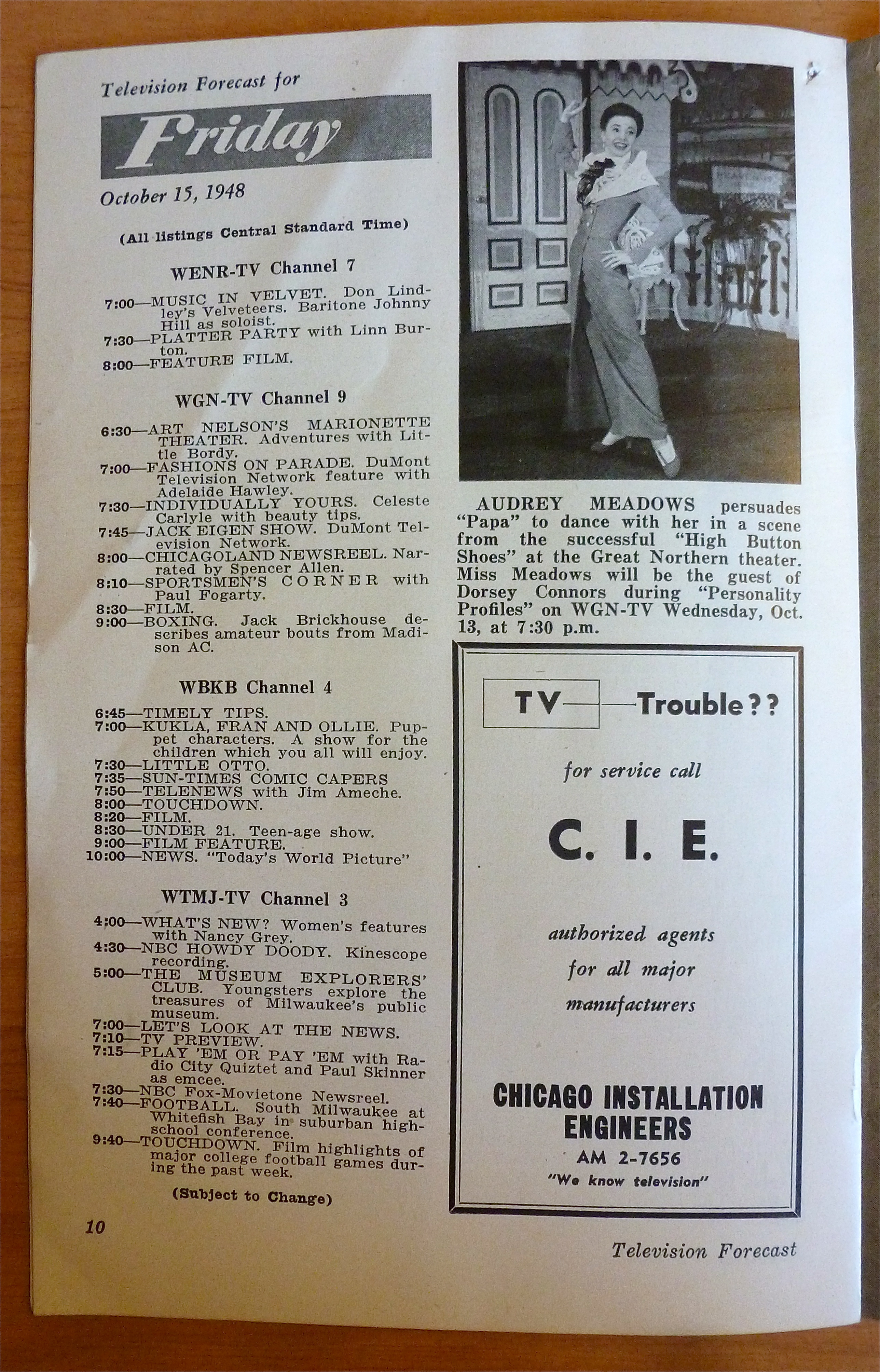 1948 Chicago Television Forecast Vol.1-#23 Johnny Hill