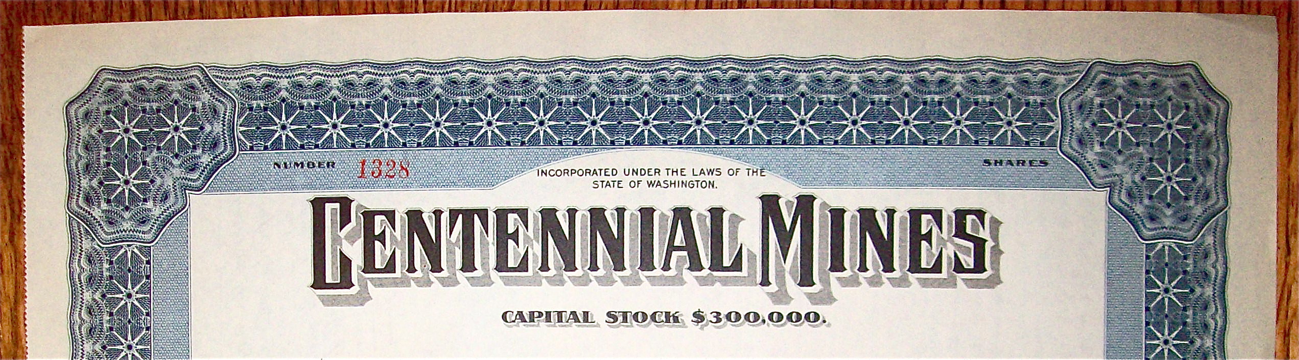 1920's Centennial Mines Stock Certificate