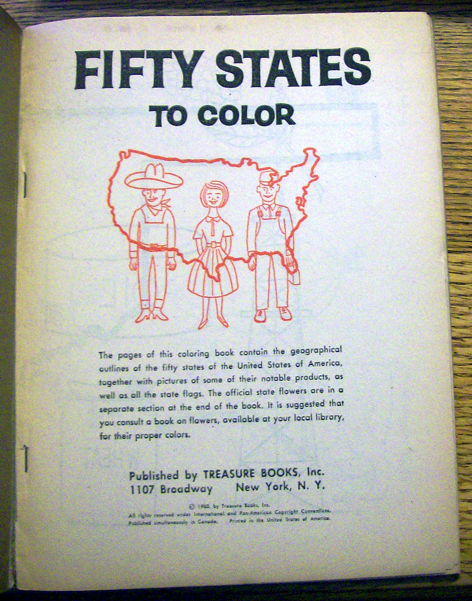 Fifty States To Color 1960 (Treasure Coloring Book)