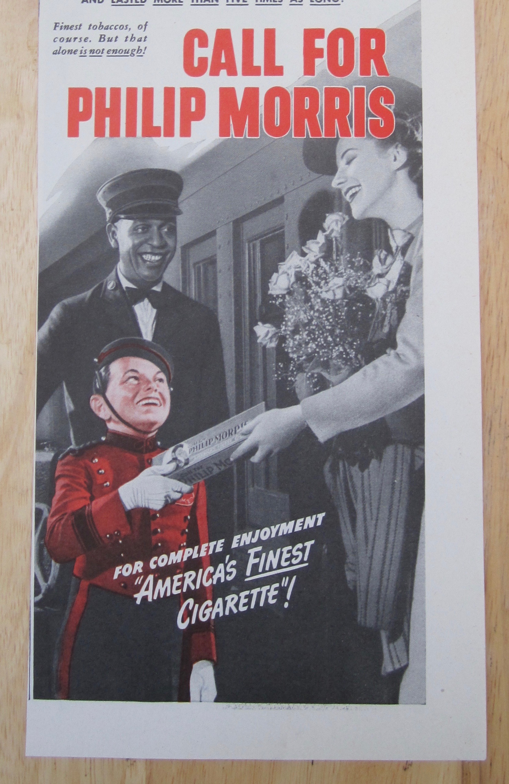 1942 Philip Morris Cigarettes w/Bellboy, Woman & Porter