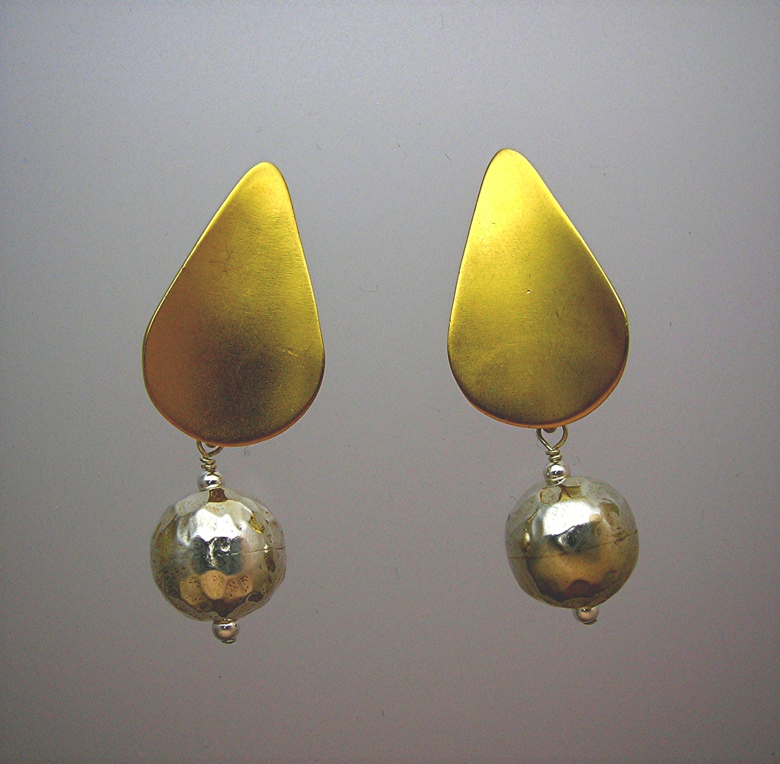 Sterling Silver Mexico Vermeil Hammered Dangle Earrings
