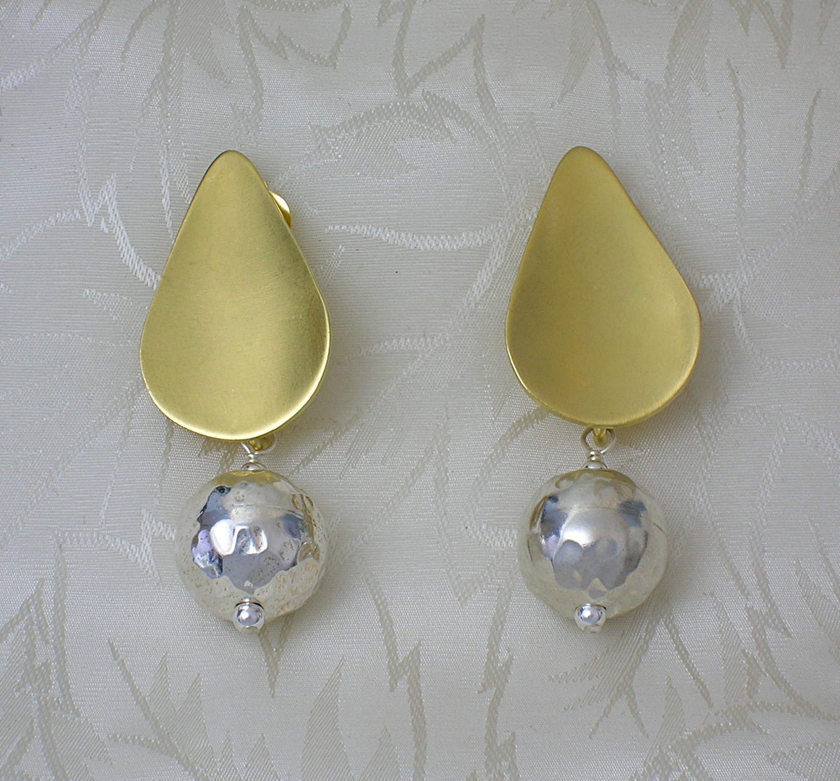Sterling Silver Mexico Vermeil Hammered Dangle Earrings