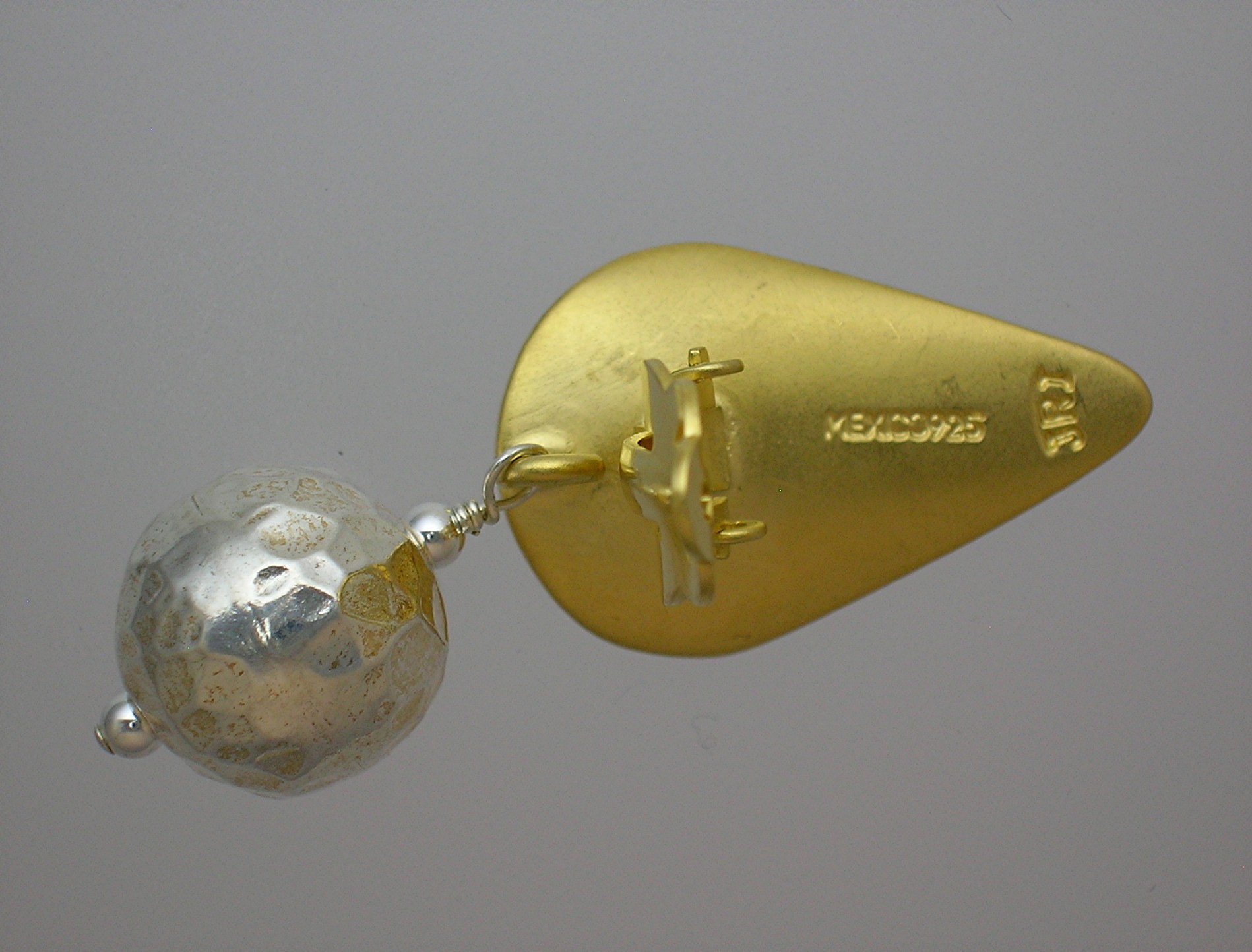 Sterling Silver Mexico Vermeil Hammered Dangle Earrings