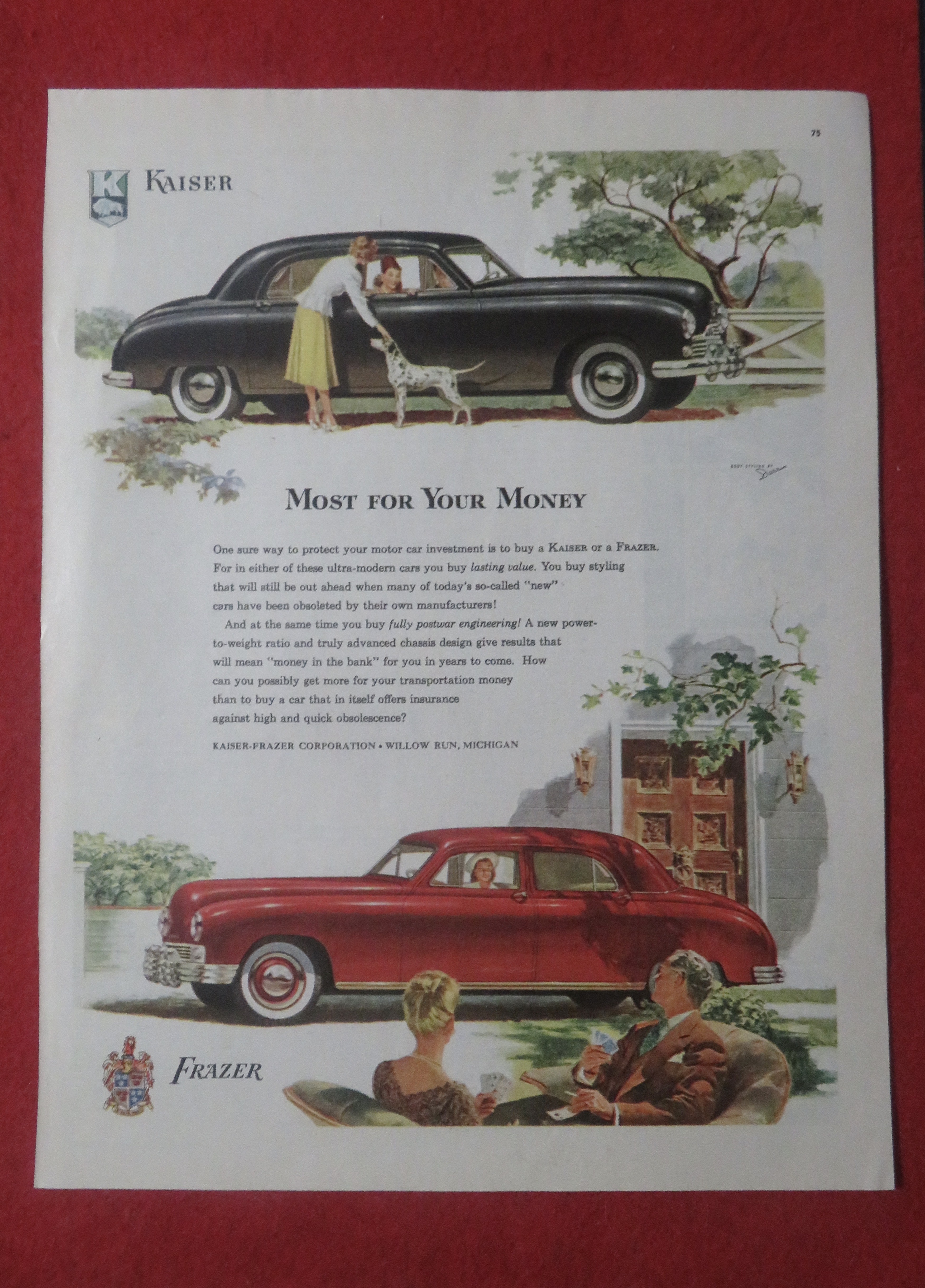 1948 Kaiser & Frazer Automobile w Most For Your Money