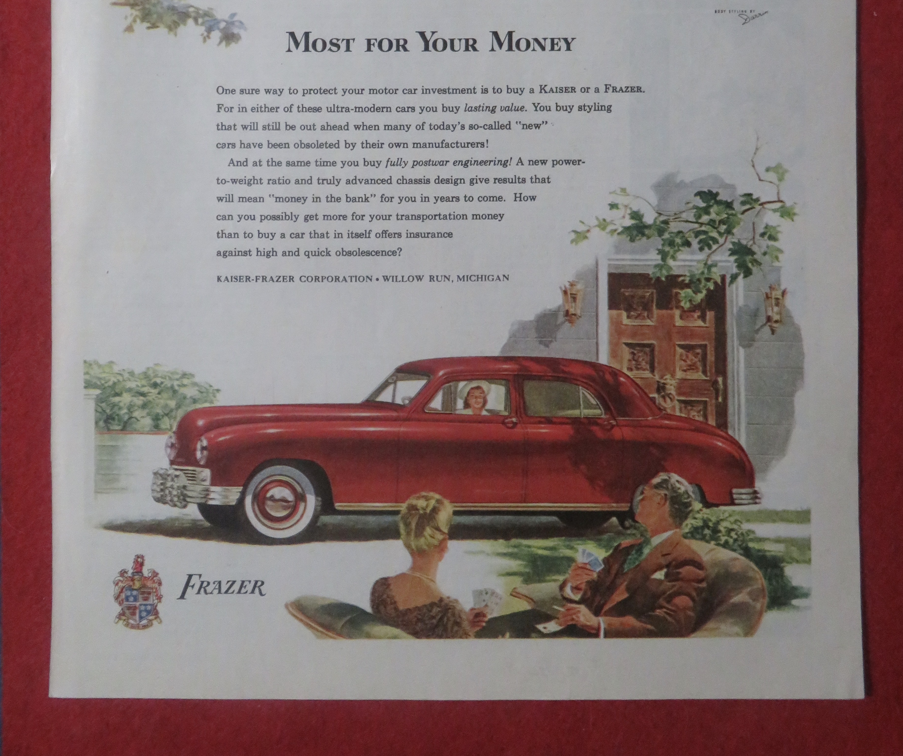 1948 Kaiser & Frazer Automobile w Most For Your Money