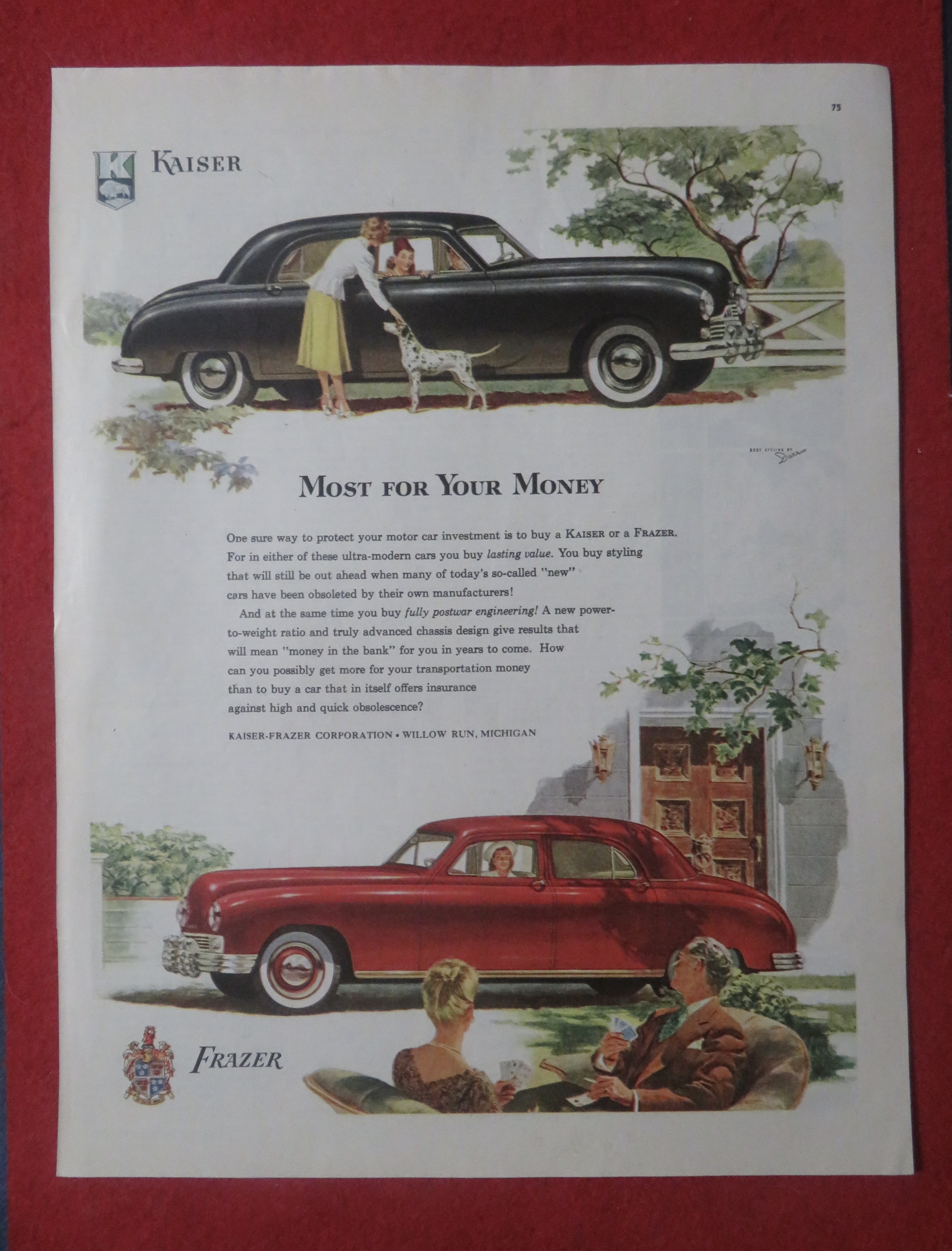 1948 Kaiser & Frazer Automobile w Most For Your Money