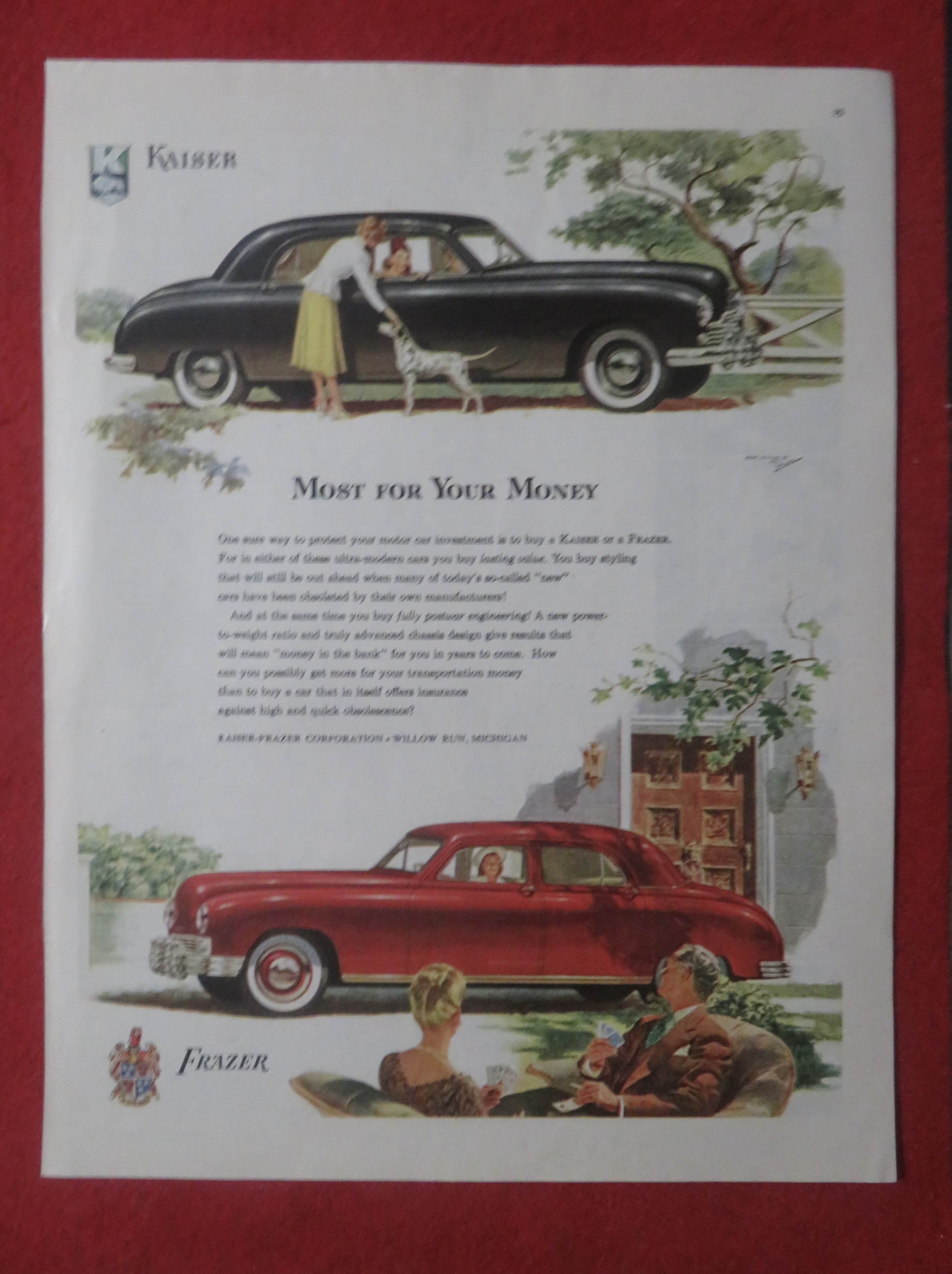 1948 Kaiser & Frazer Automobile w Most For Your Money