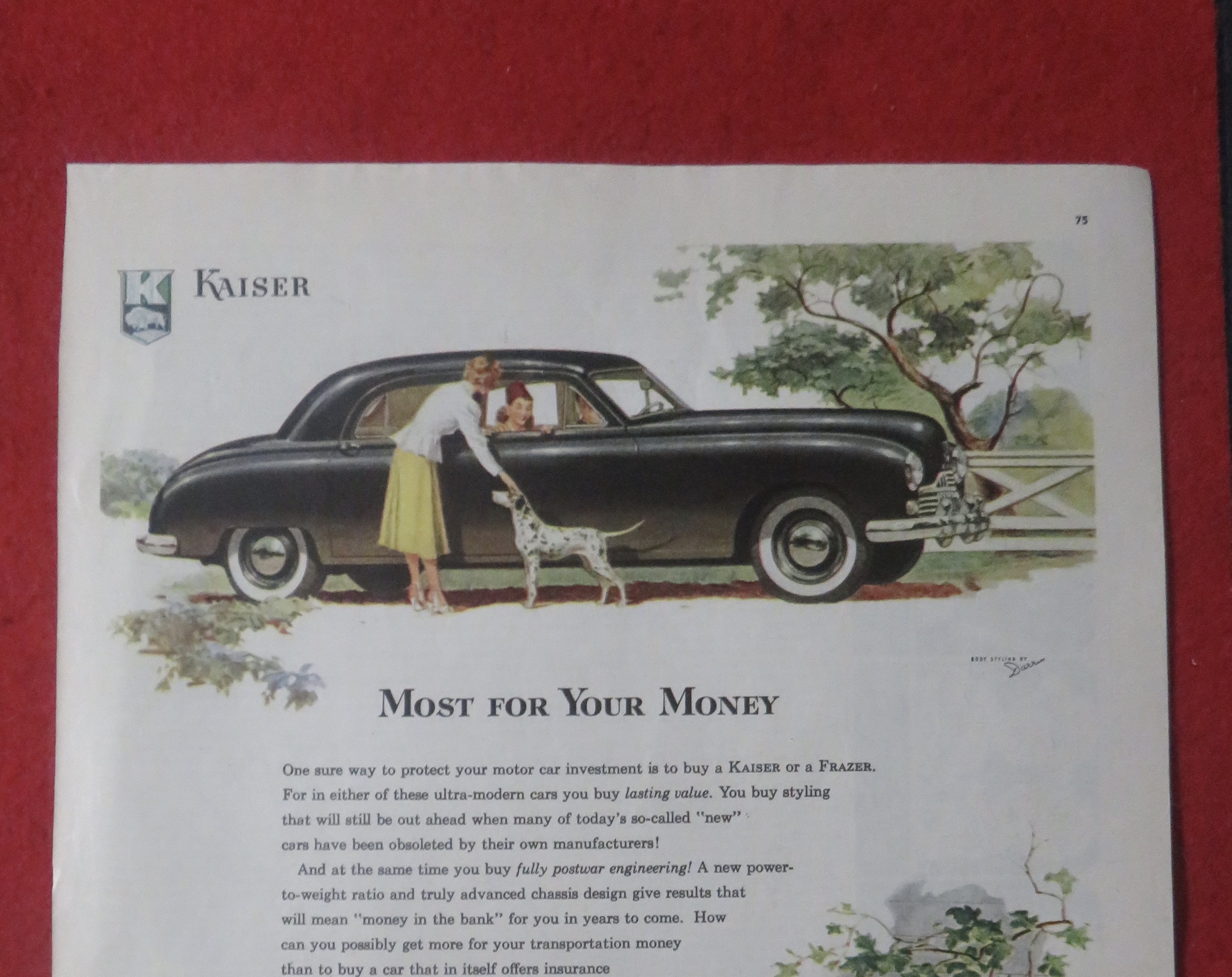 1948 Kaiser & Frazer Automobile w Most For Your Money