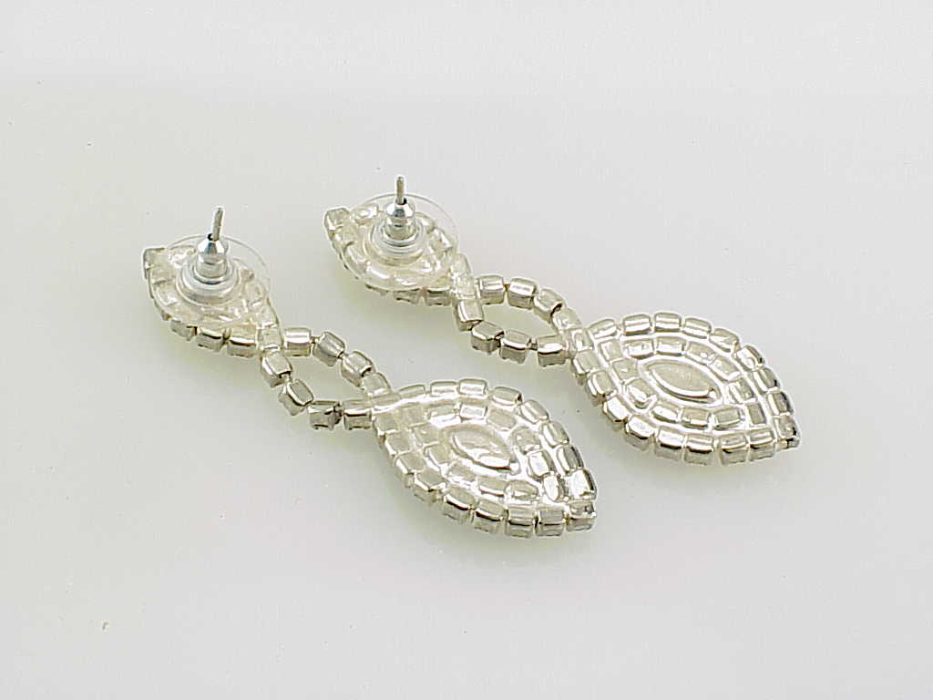Dangling Brilliant Clear Rhinestone Pierced Earrings