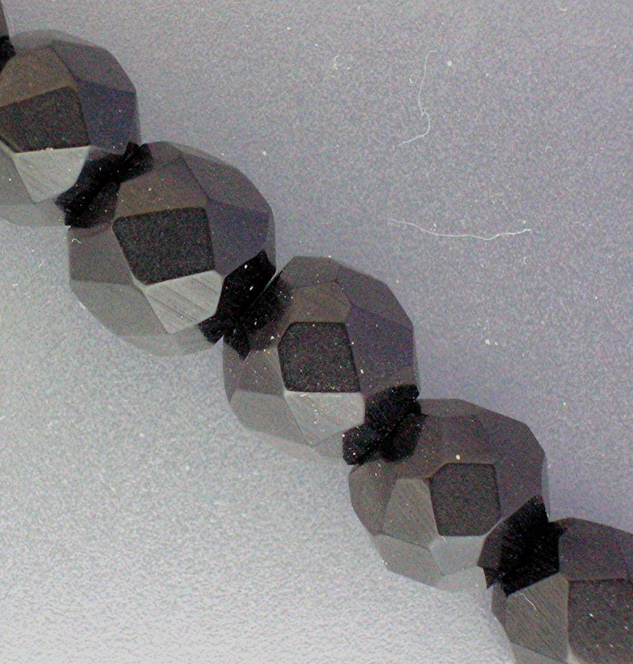 Bakelite Black Faceted 16 Inch 50s  Necklace