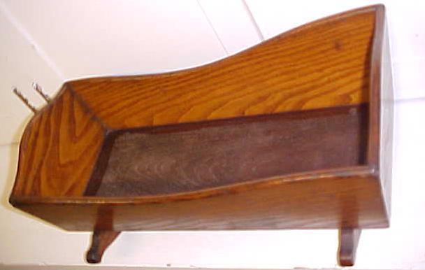 Oak Rolling Cradle Baby Doll 18 inch Antique