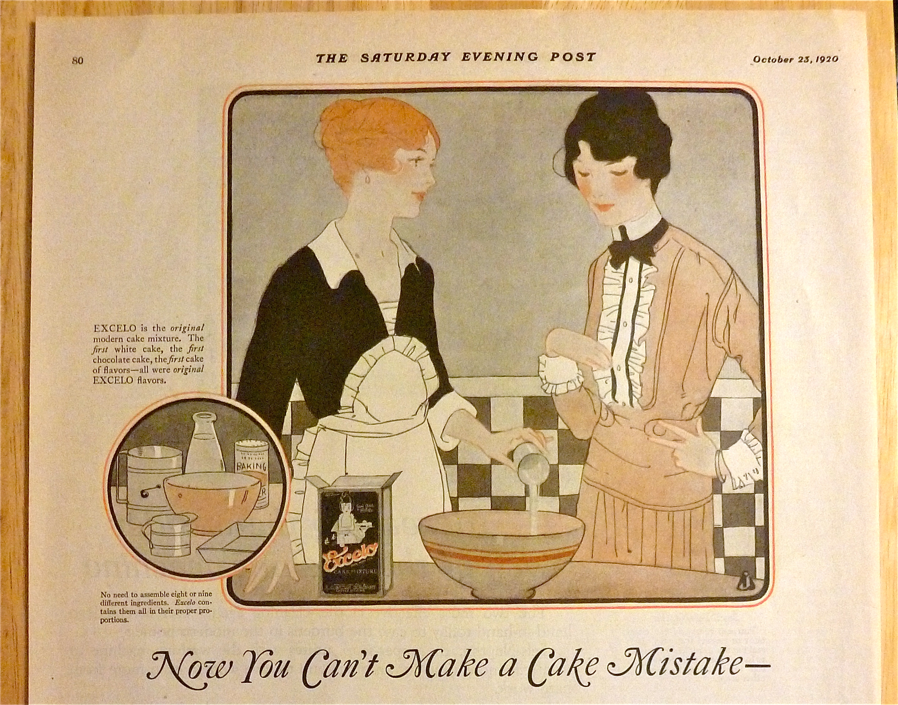 1920 Excelo Cake Mixture with Two Women Talking