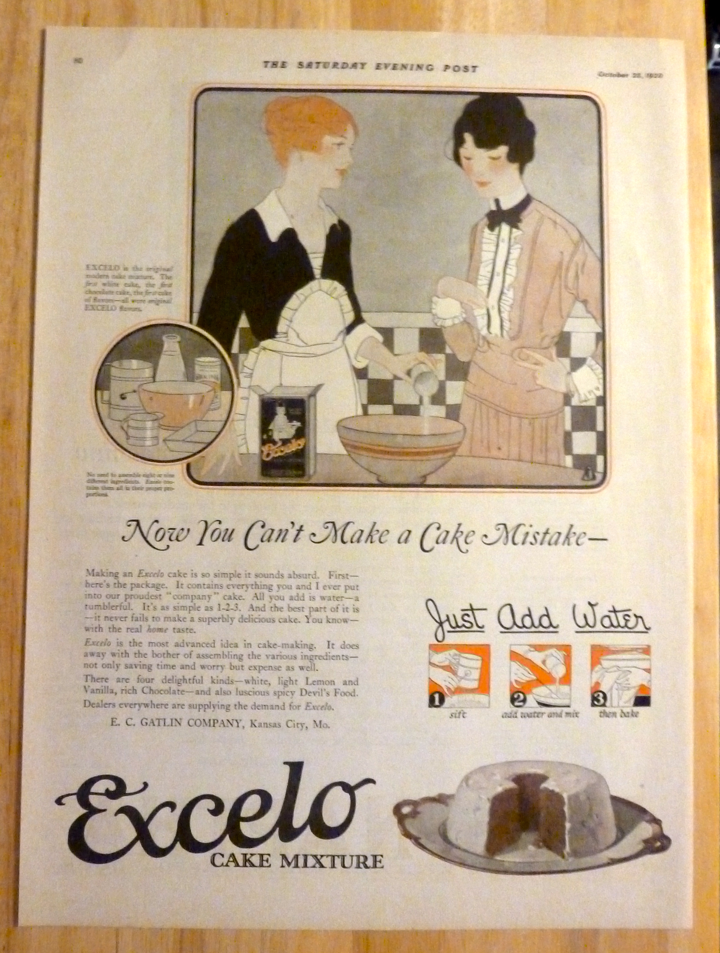 1920 Excelo Cake Mixture with Two Women Talking