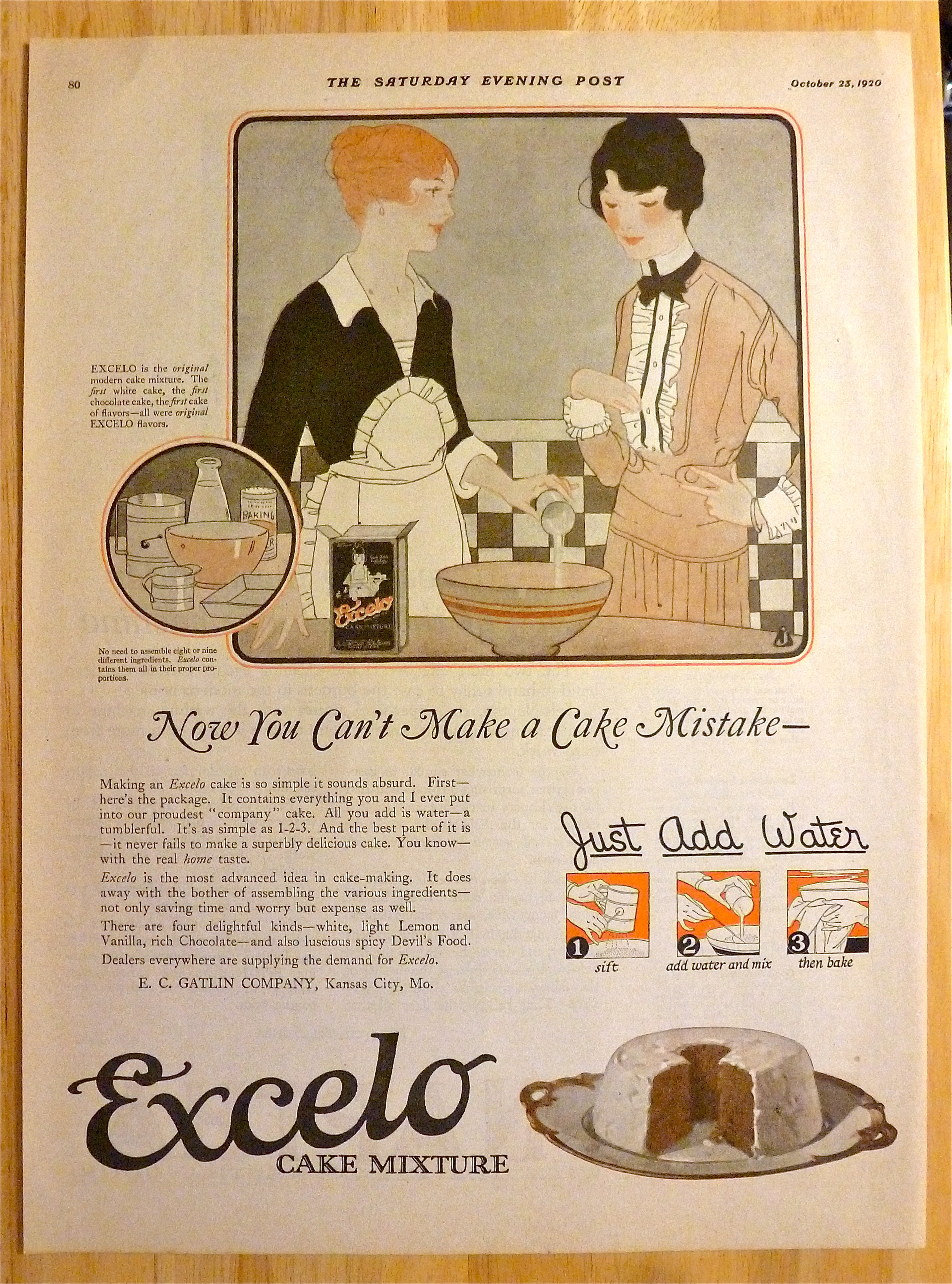 1920 Excelo Cake Mixture with Two Women Talking