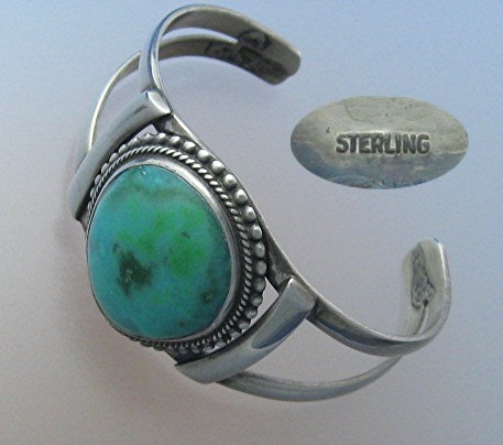Native American Turquoise Sterling Silver Cuff Bracelet