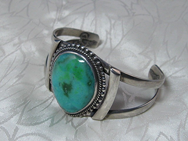 Native American Turquoise Sterling Silver Cuff Bracelet