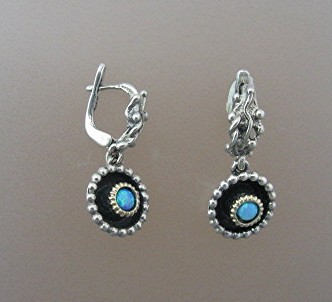 Sterling Silver Opal Pierced Earrings.