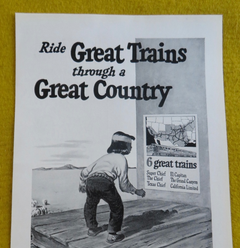 1950 Santa Fe Trains With Indian Man Looking At A Train Schedule